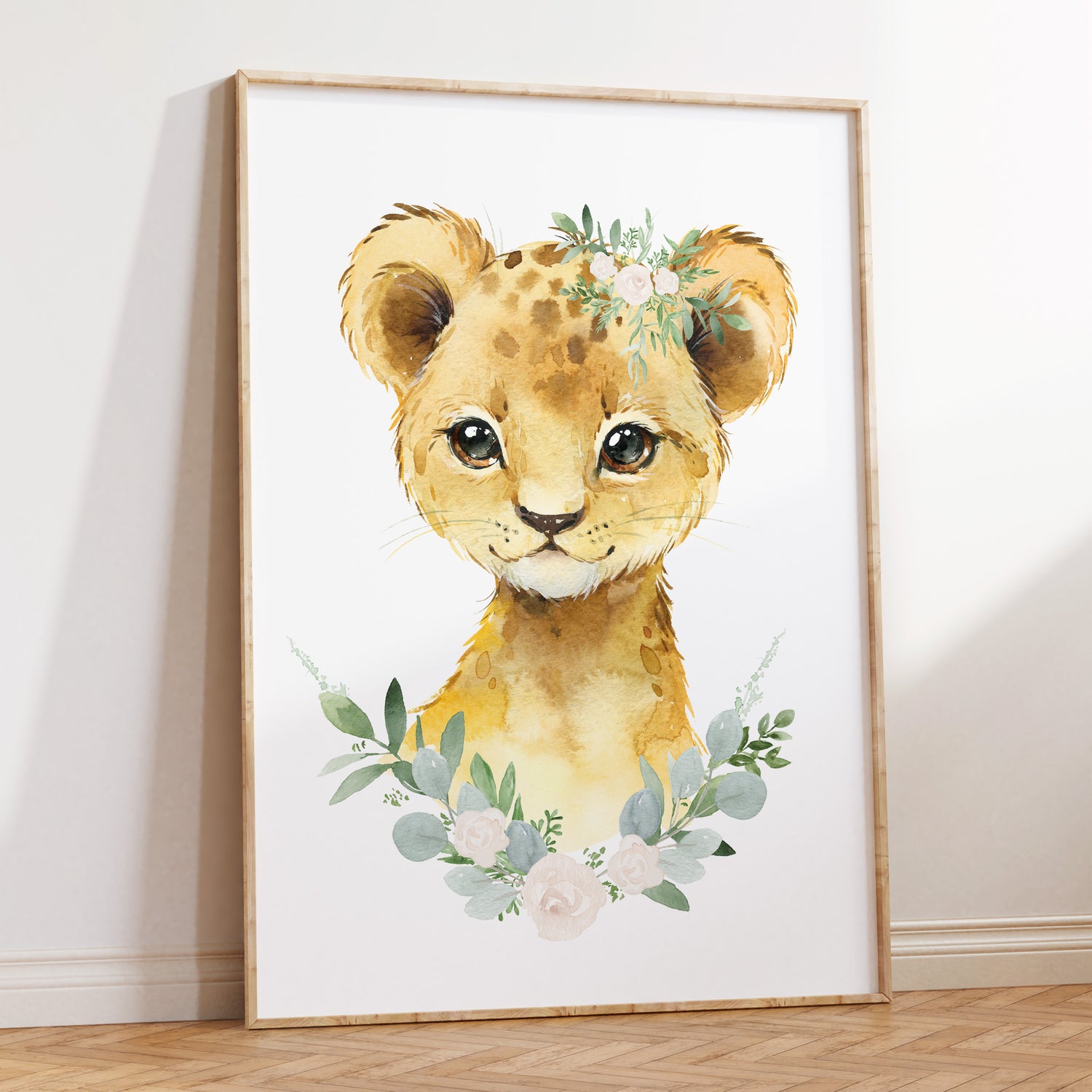 Floral Baby Lion Print