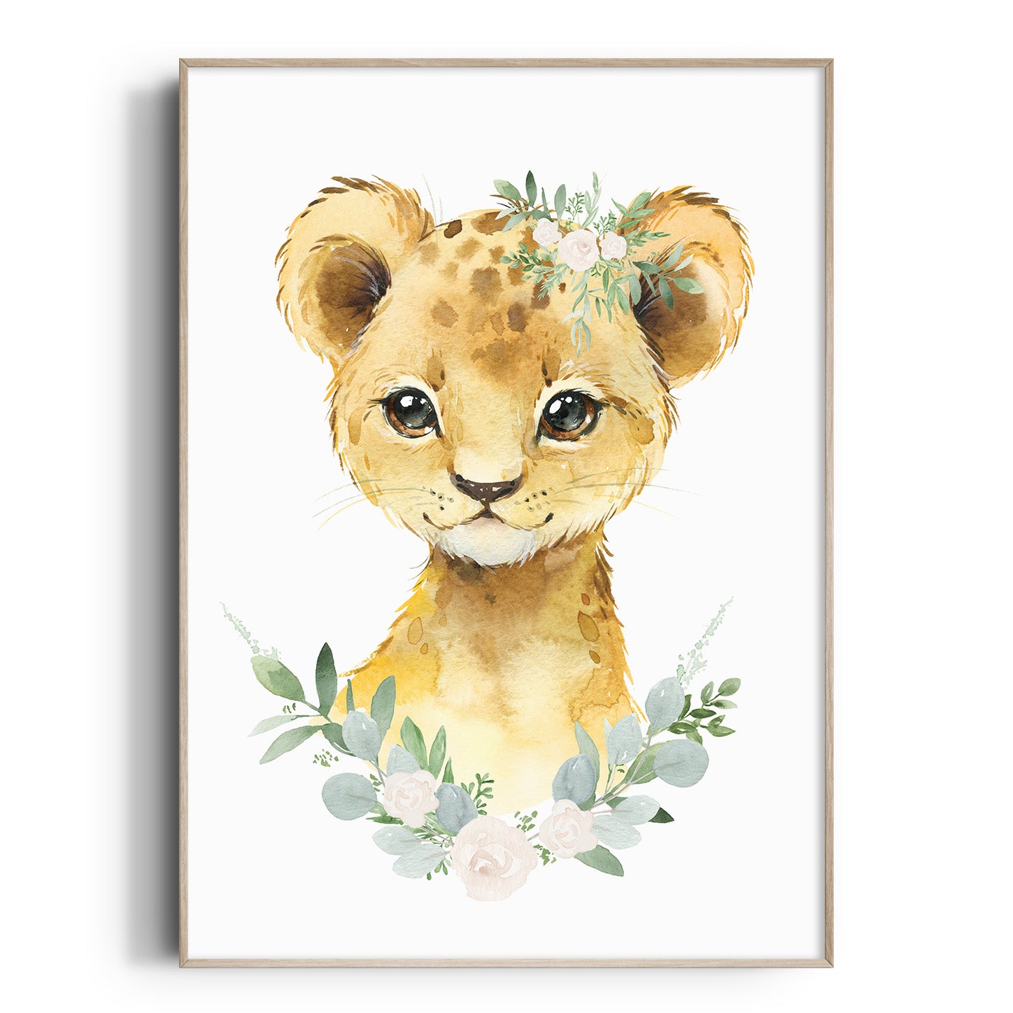 Floral Baby Lion Print