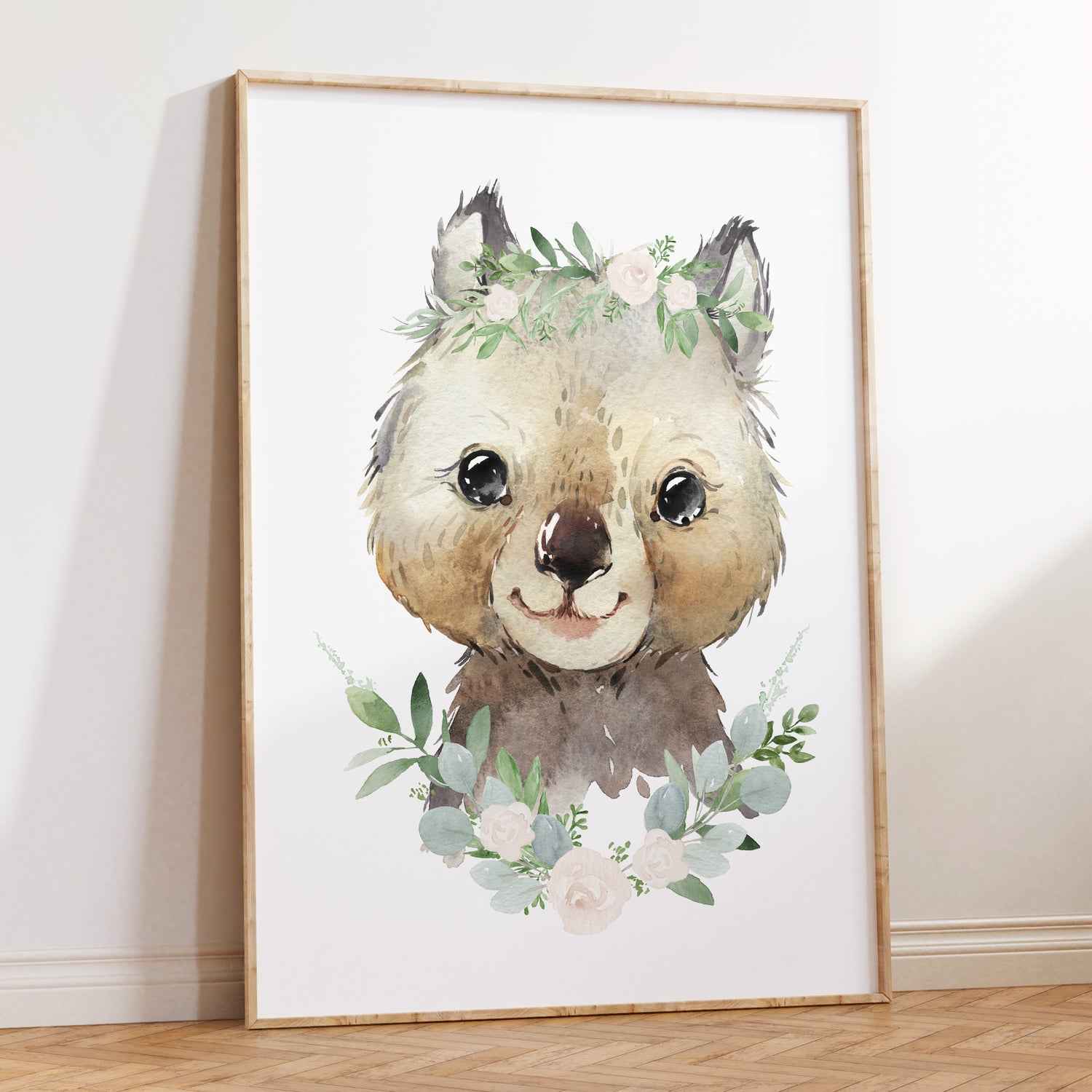 Floral Baby Wombat Print