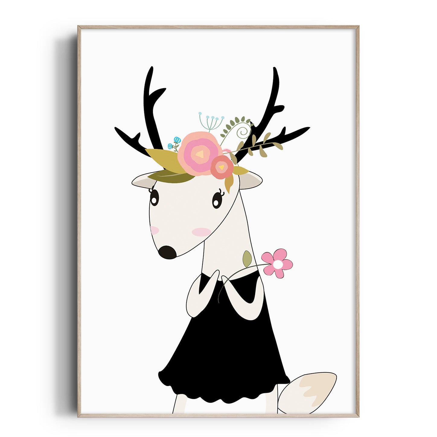 Floral Woodland Deer Print