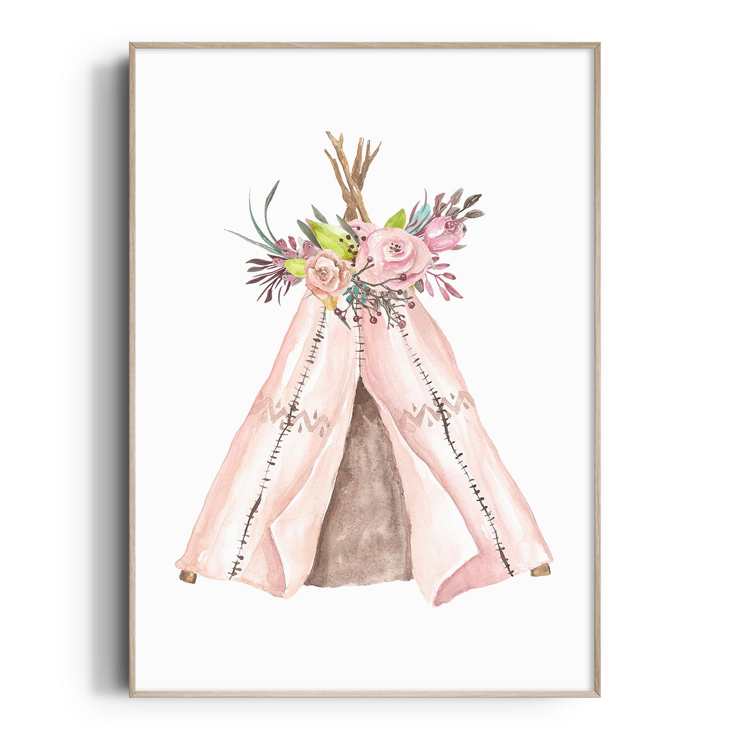 Woodland Floral Boho Tribal Teepee Print