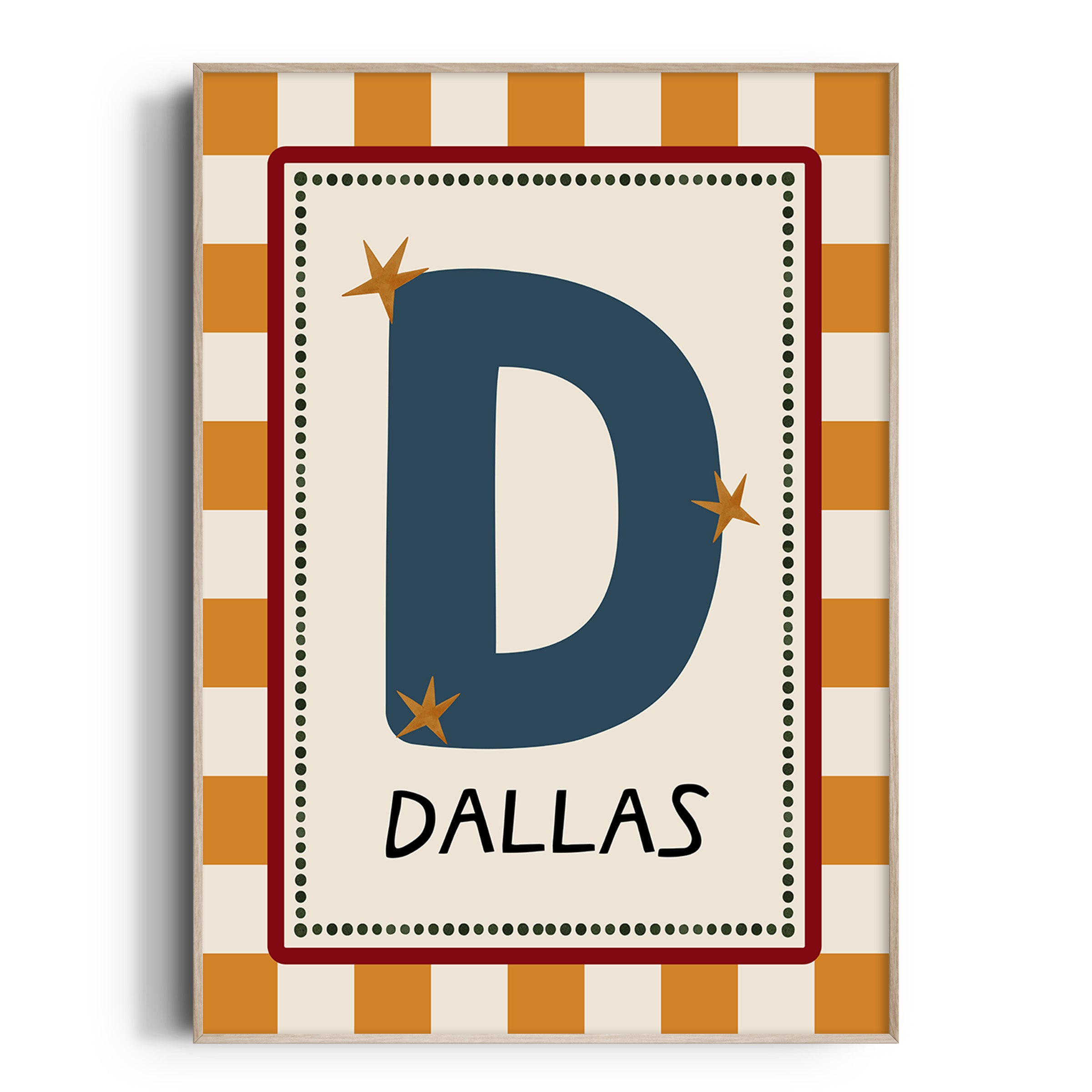 Orange Check Letter & Name Print