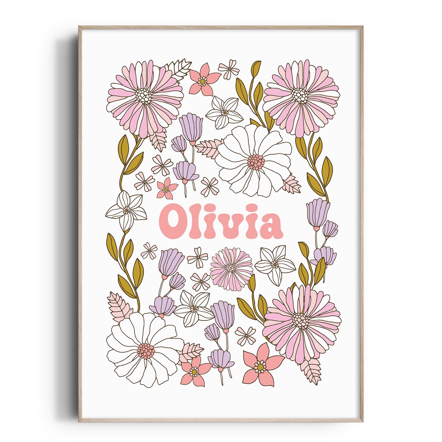 Retro Flower Name Print