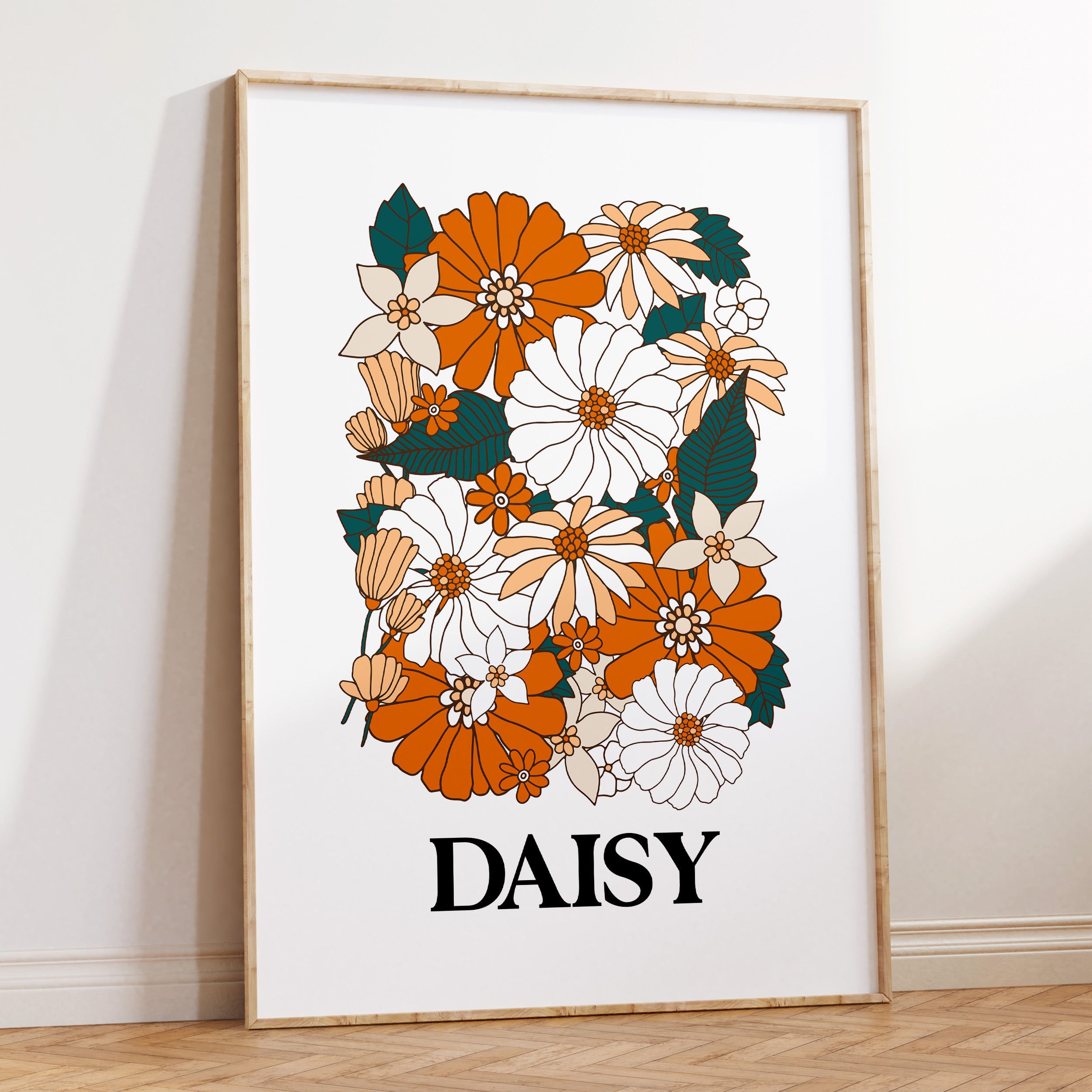 Retro Flower Name Print