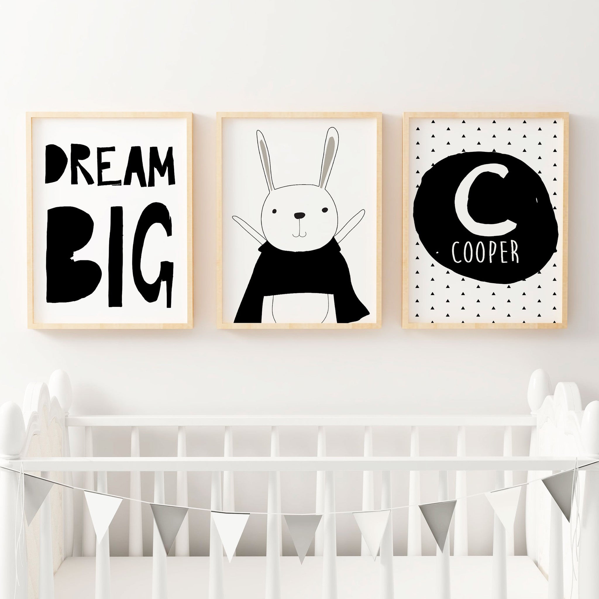 Superhero Bunny, Dream Big & Name Print
