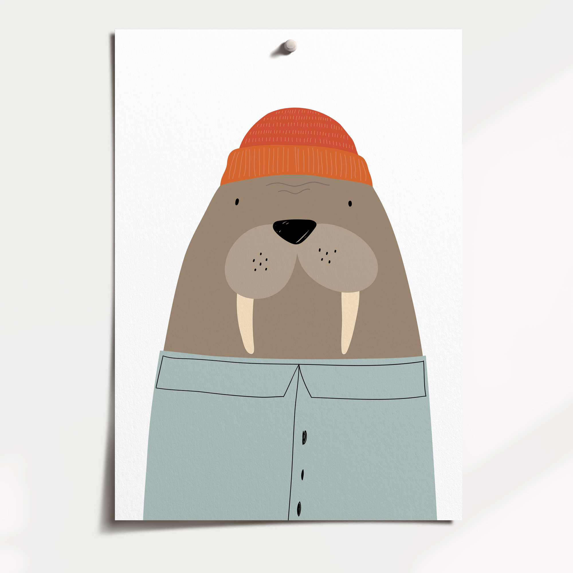 Walrus Sailor Print - Green