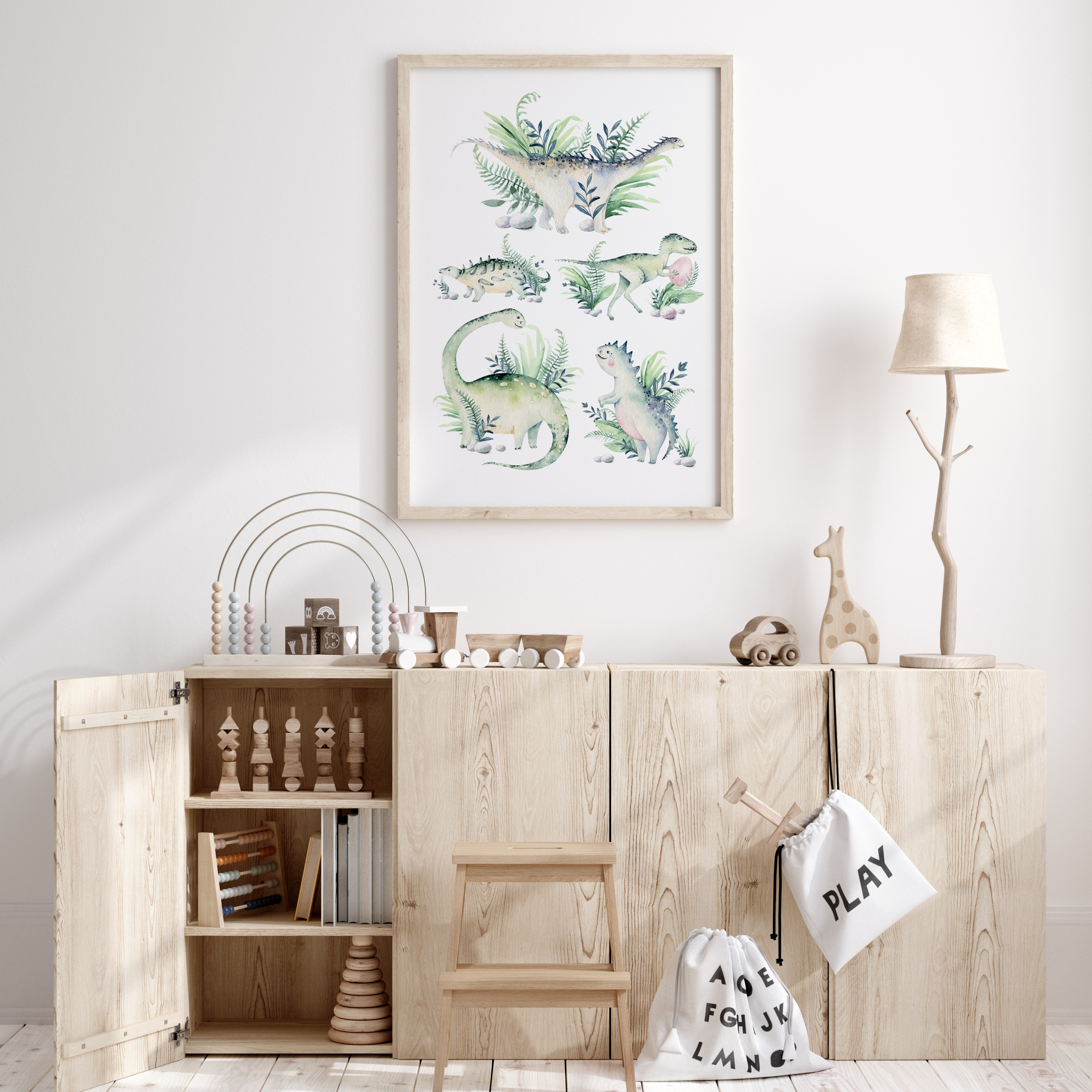 Watercolour Dinosaurs Print