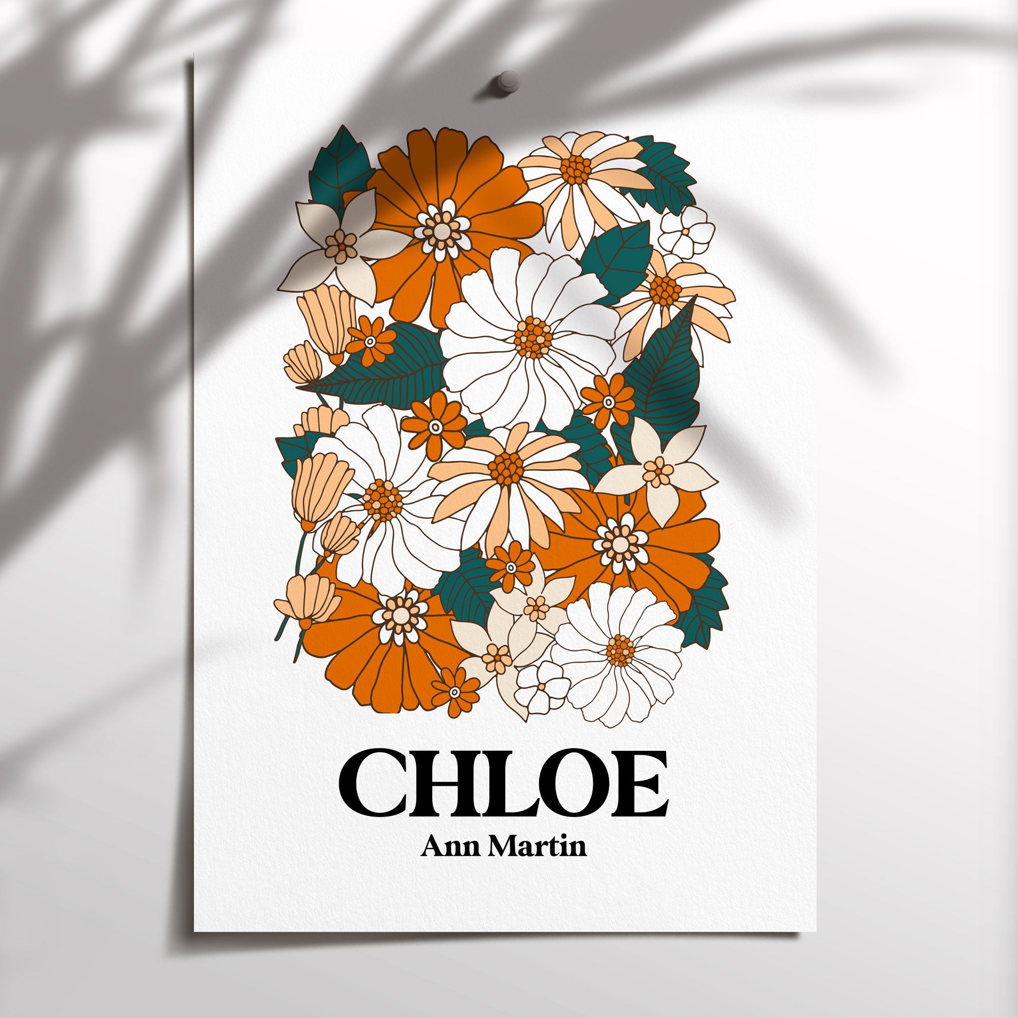 Retro Flower Name Print