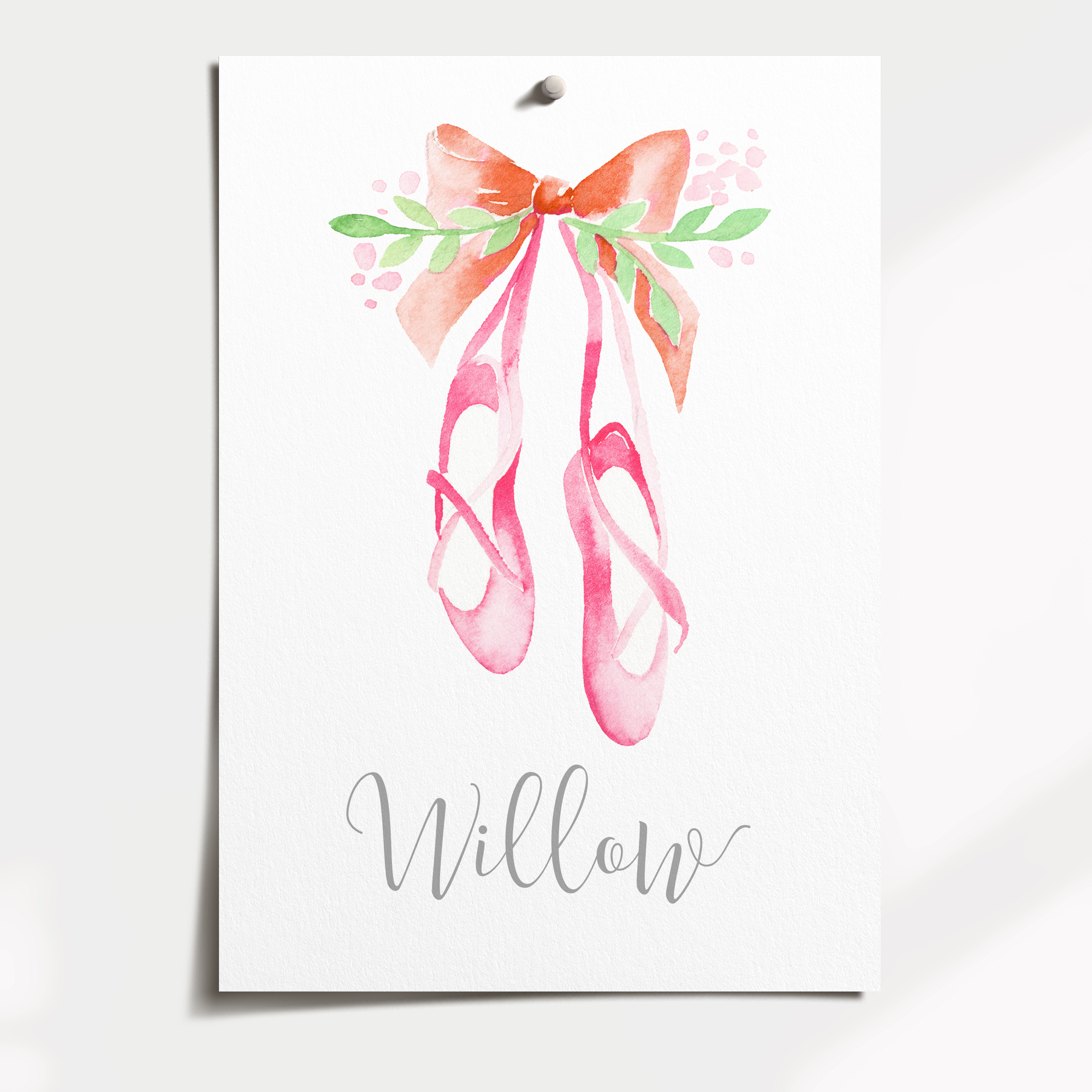 Pointe Ballet Shoes Name Print