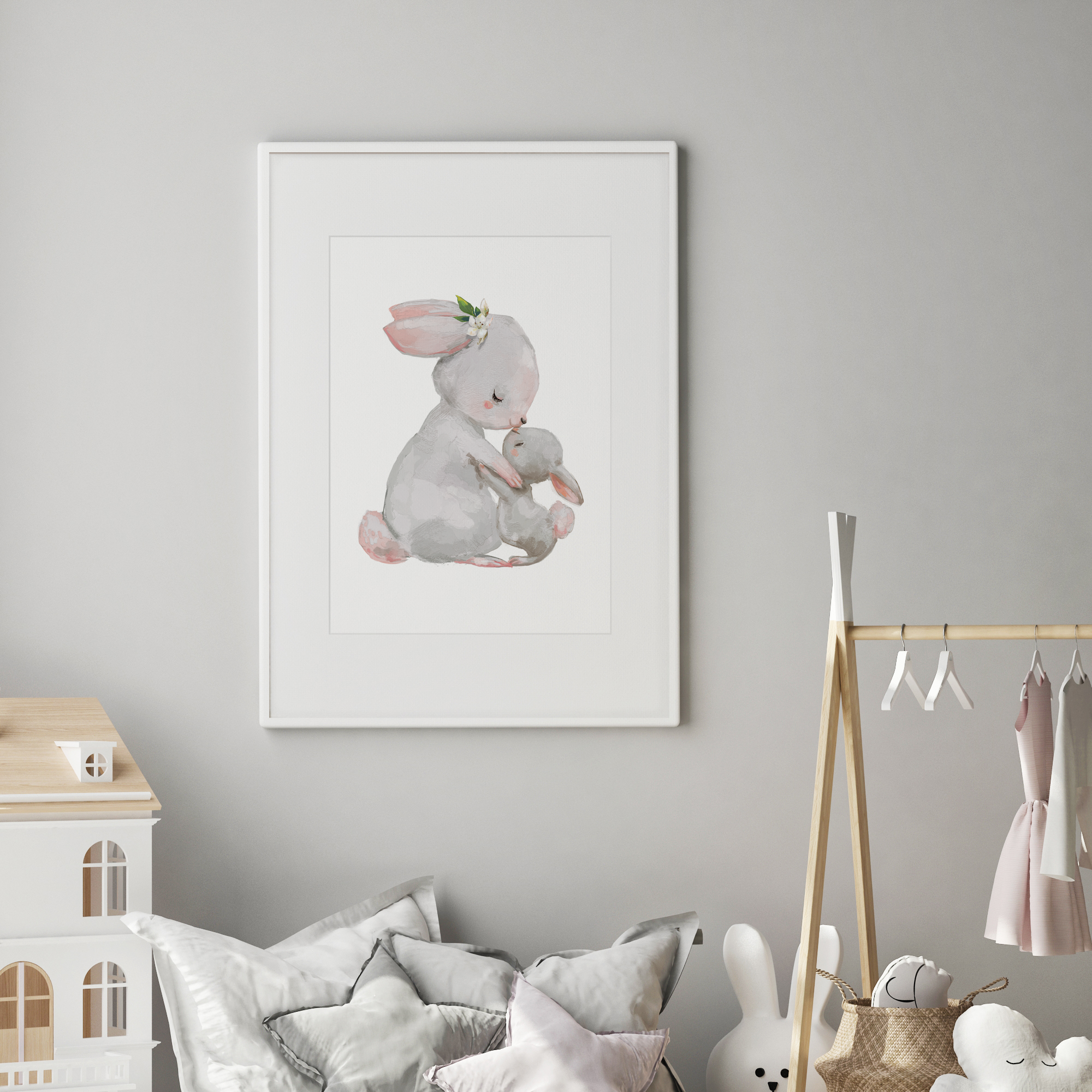 Mother & Baby Bunny Print