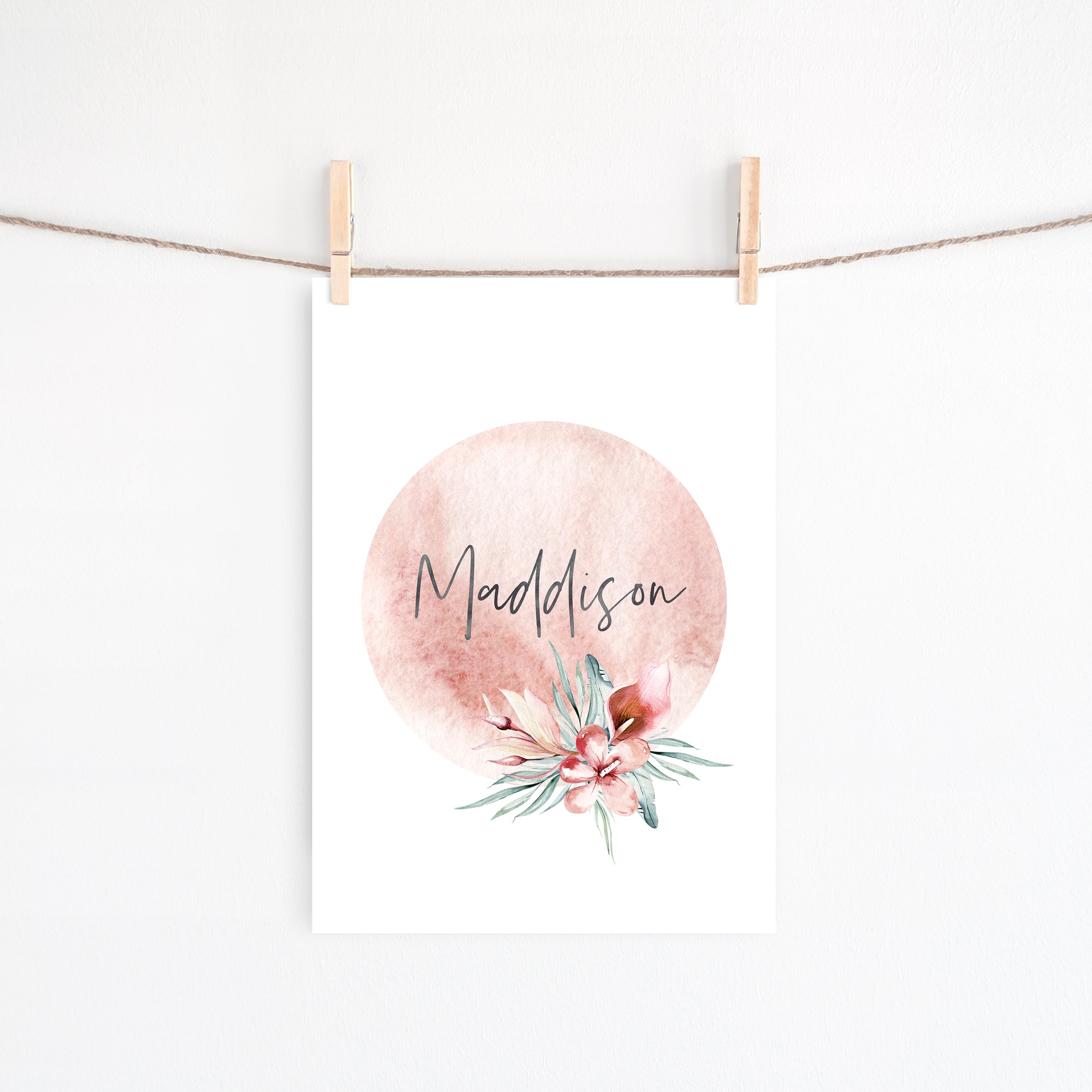 Safari Floral Wreath Name Print