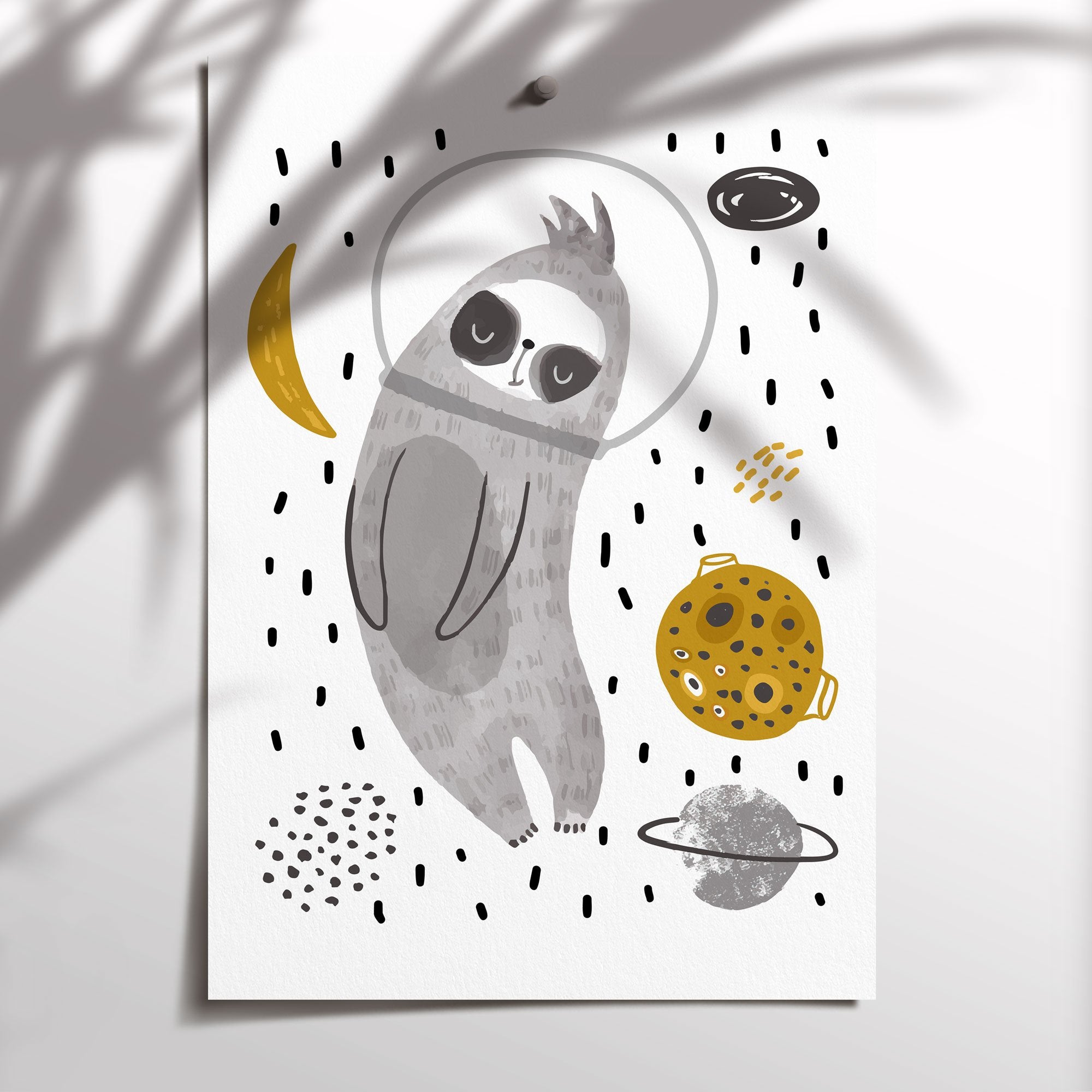 Sloth in Space, Rainbow & Alphabet Prints