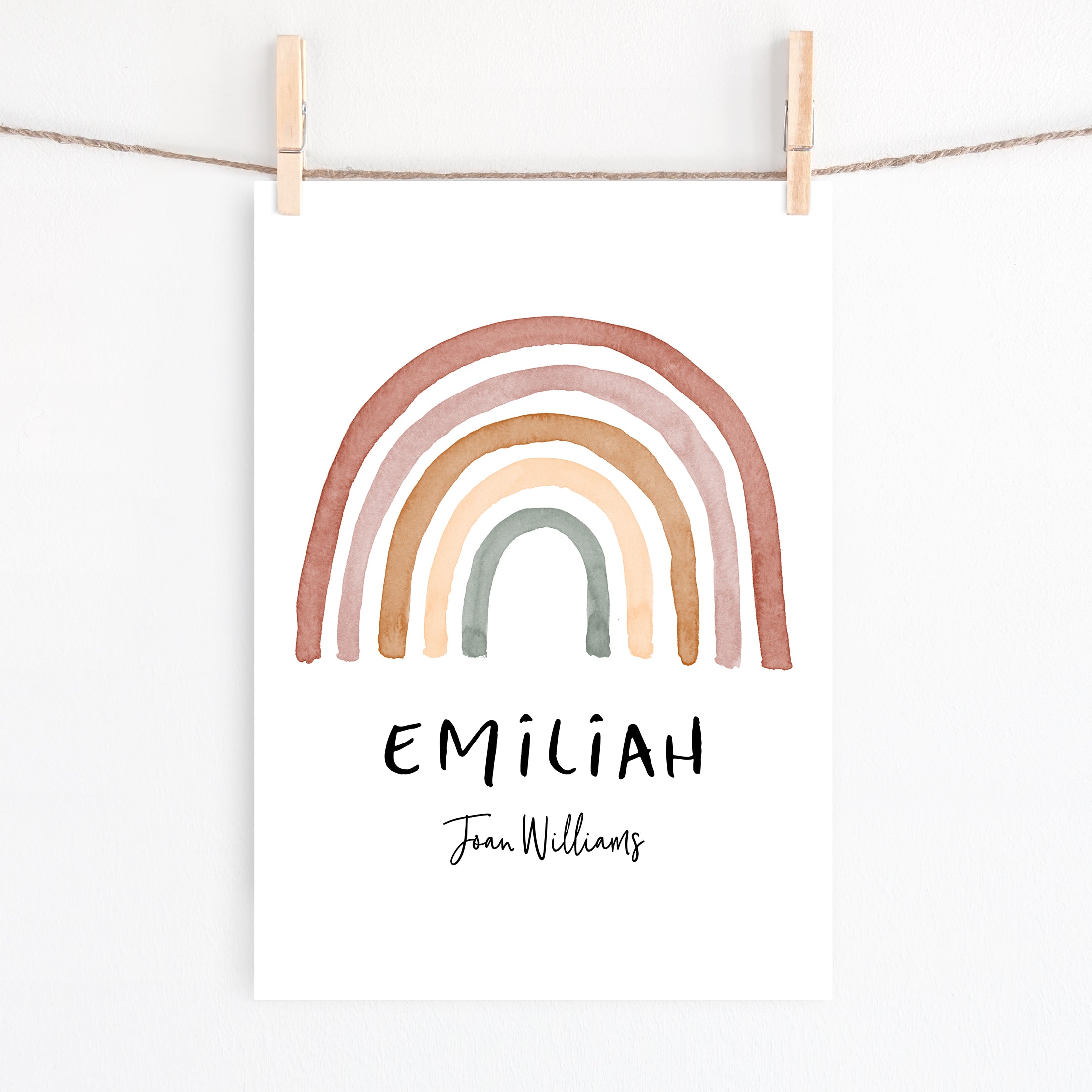 Watercolour Rainbow Name Print