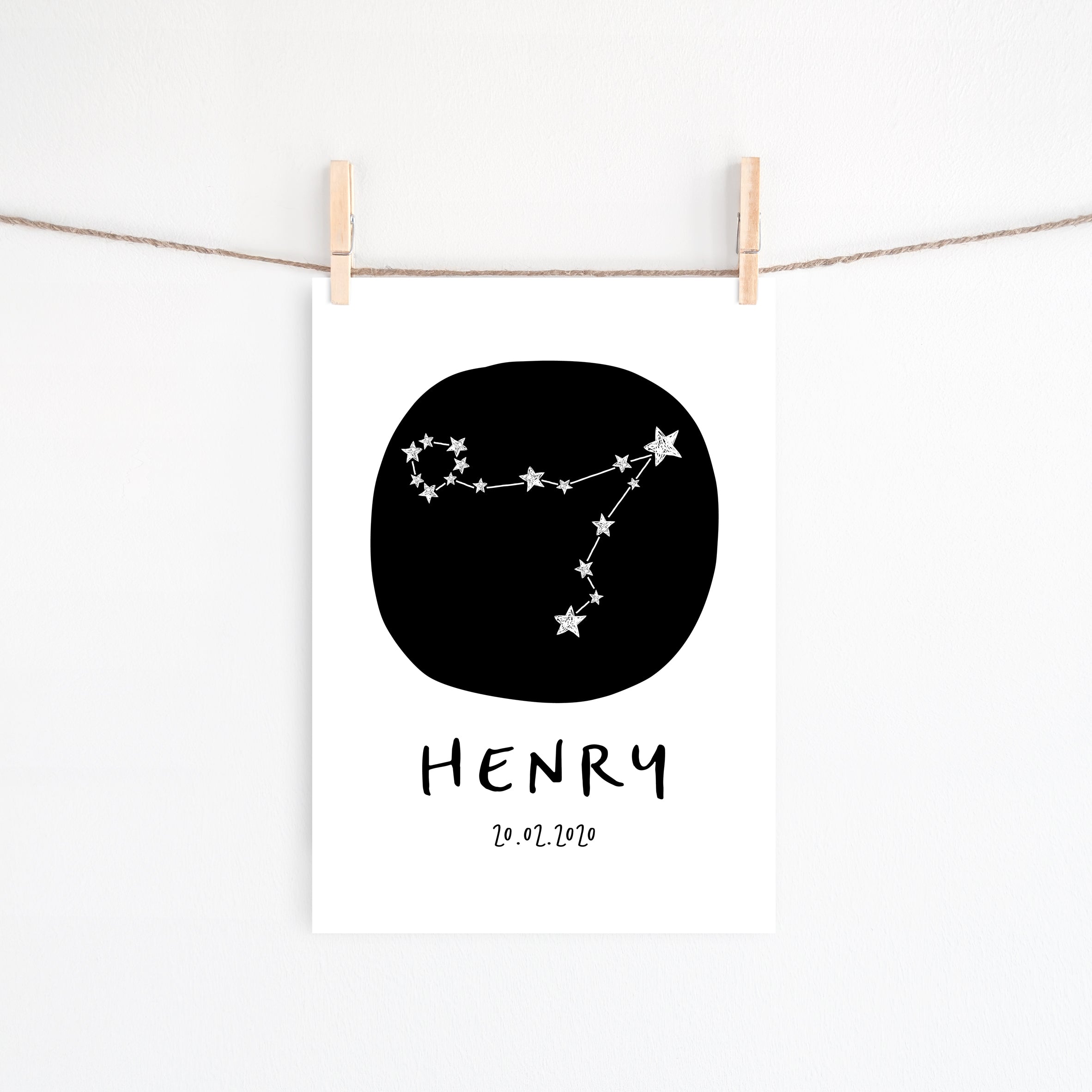Zodiac Constellation Birth Print - Pisces