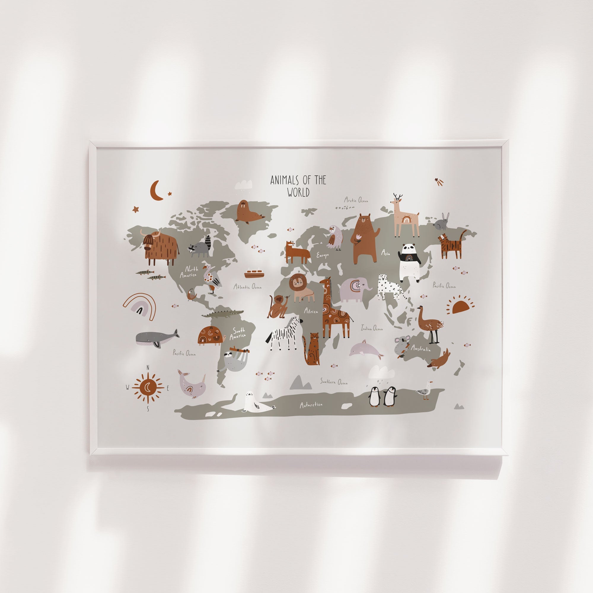 Animal World Map Print