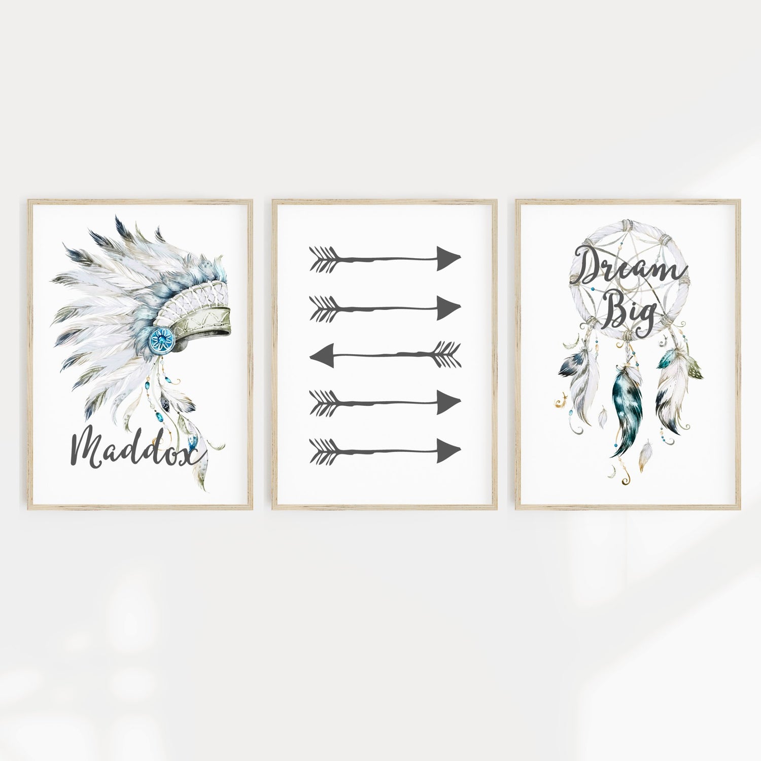 Arrows, Dreamcatcher & Headdress Name Print