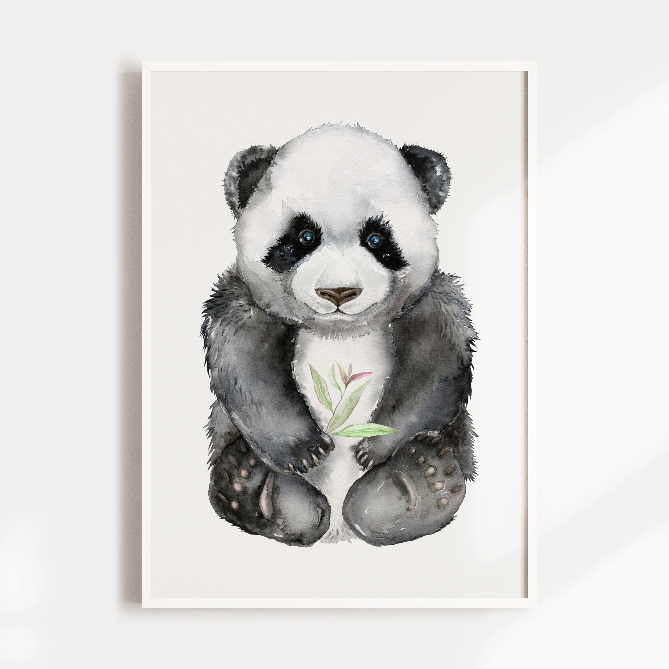 Panda & Giraffe Watercolour Nursery or Bedroom Print Set with Personalised Name