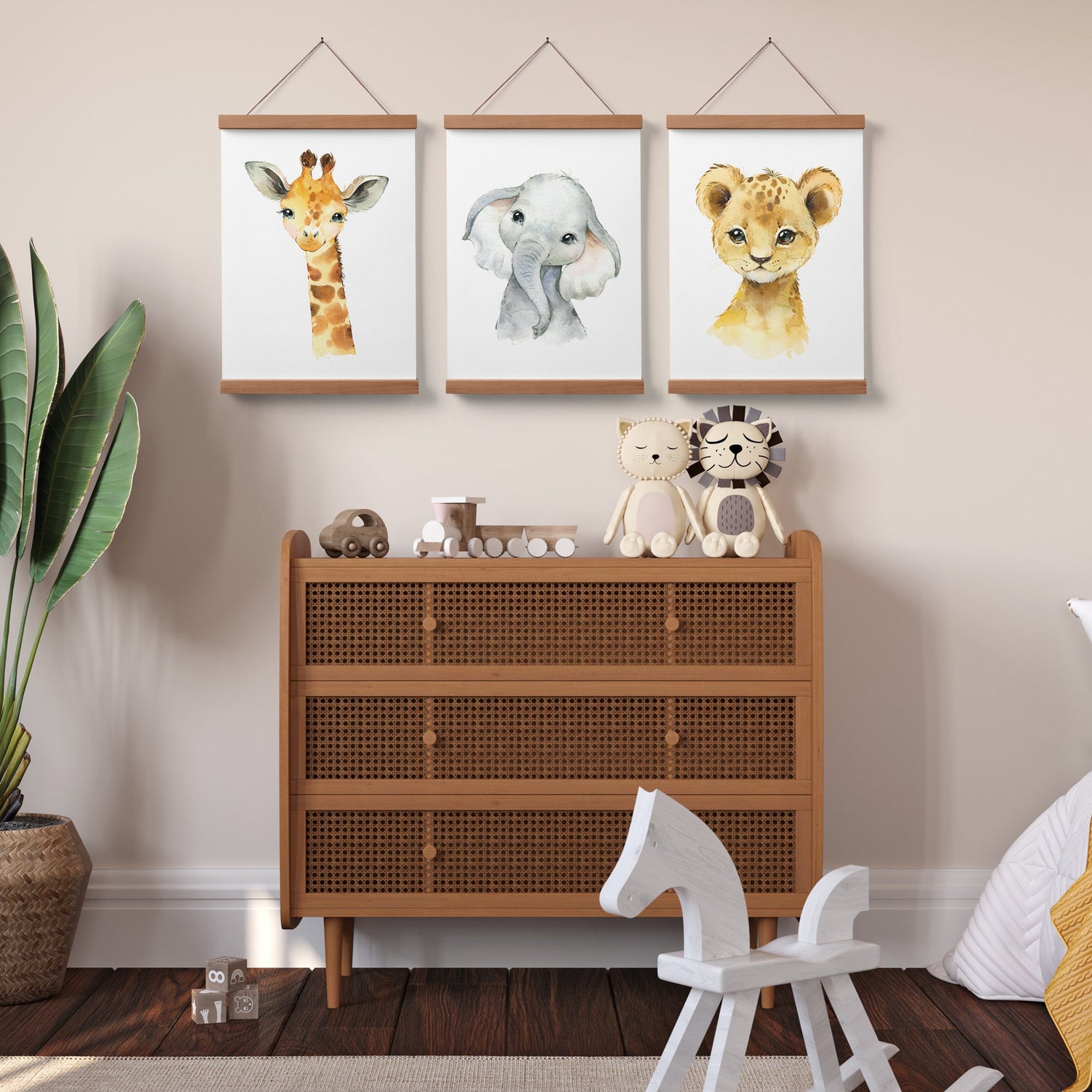 Baby Lion, Elephant & Giraffe Prints