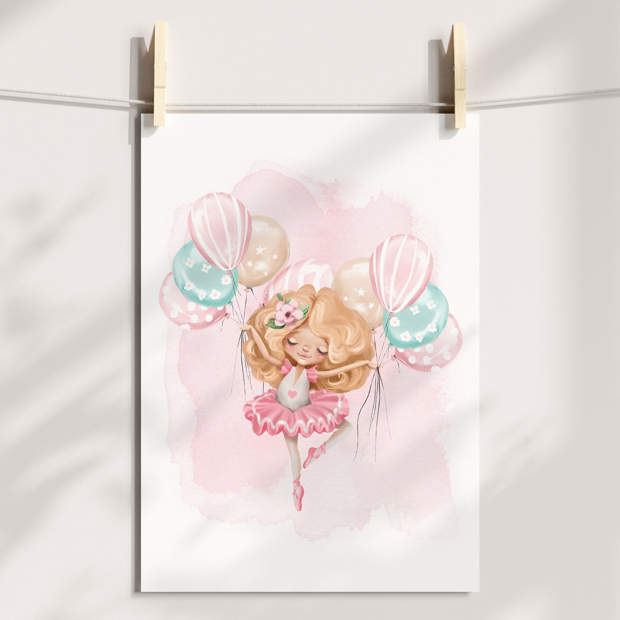 Ballerina & Balloons Print