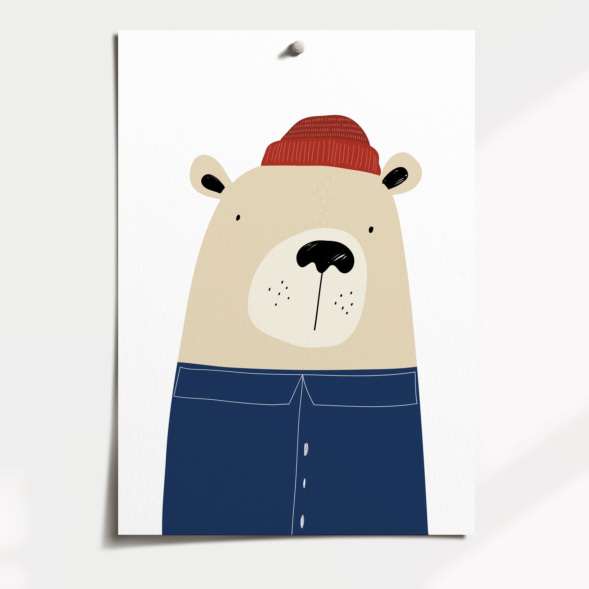 Bear Sailor Print - Blue