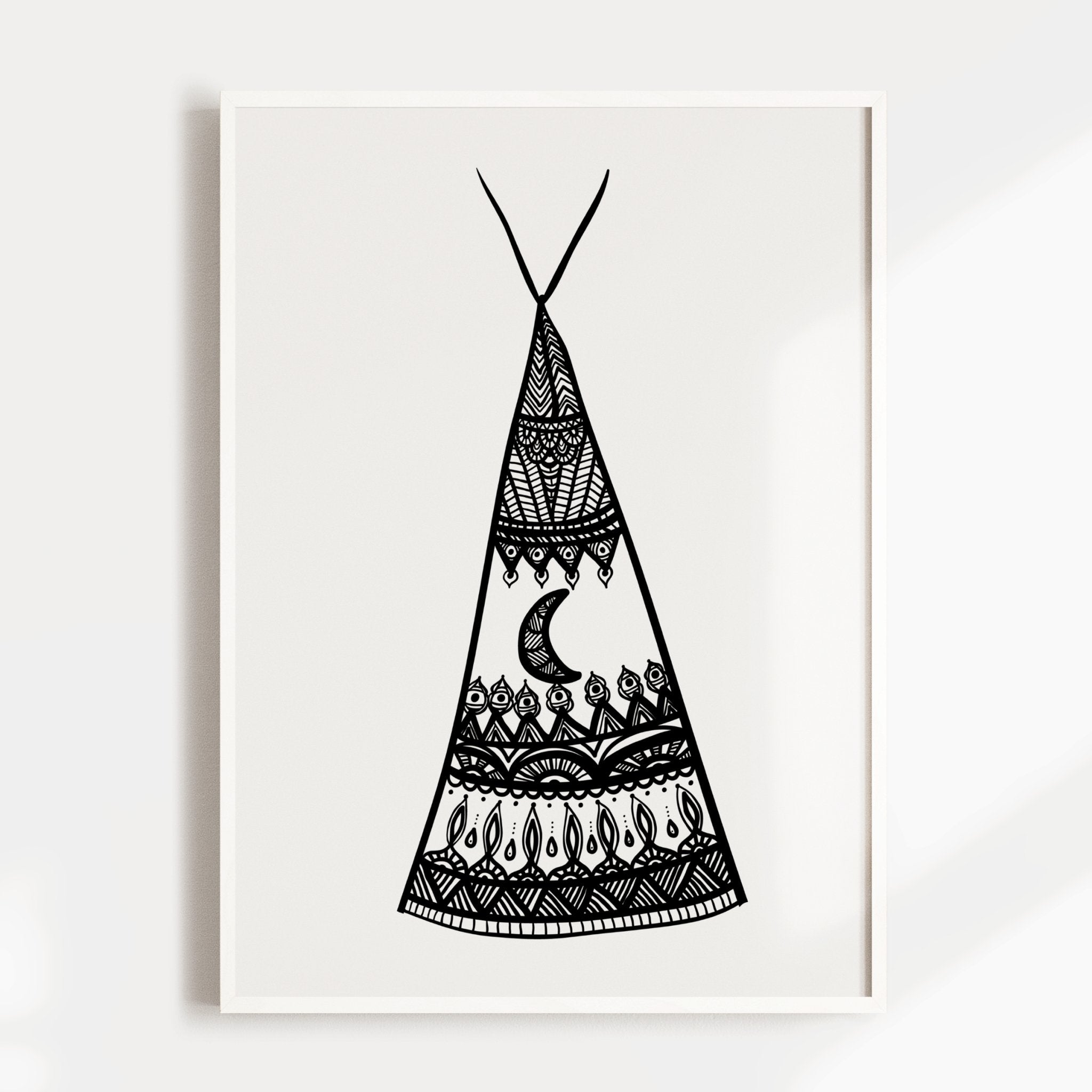 Black Boho Teepee Print