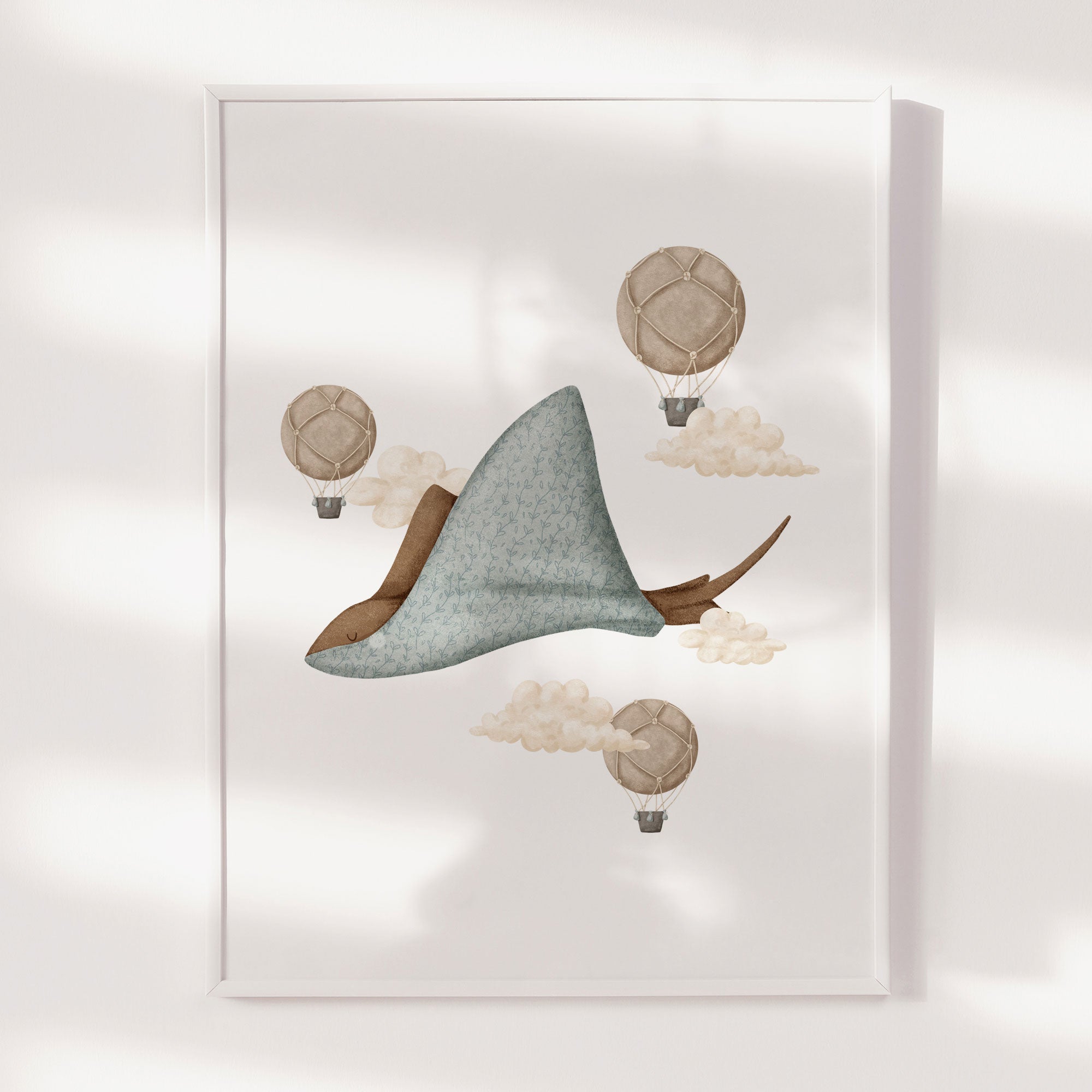 Boho Stingray & Hot Air Balloon Print