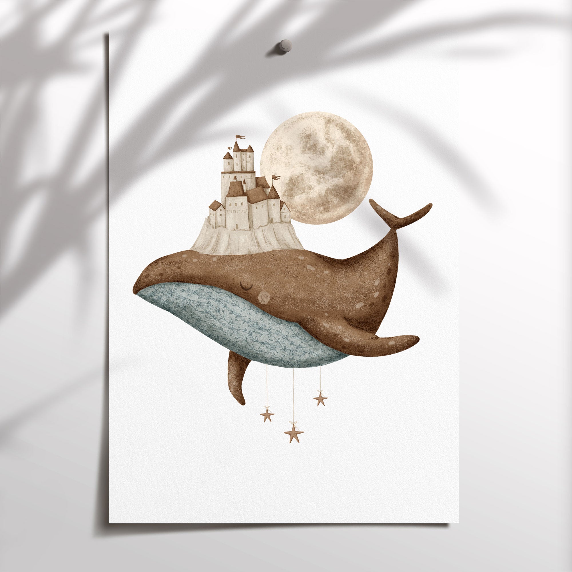 Boho Whale & Castle Print