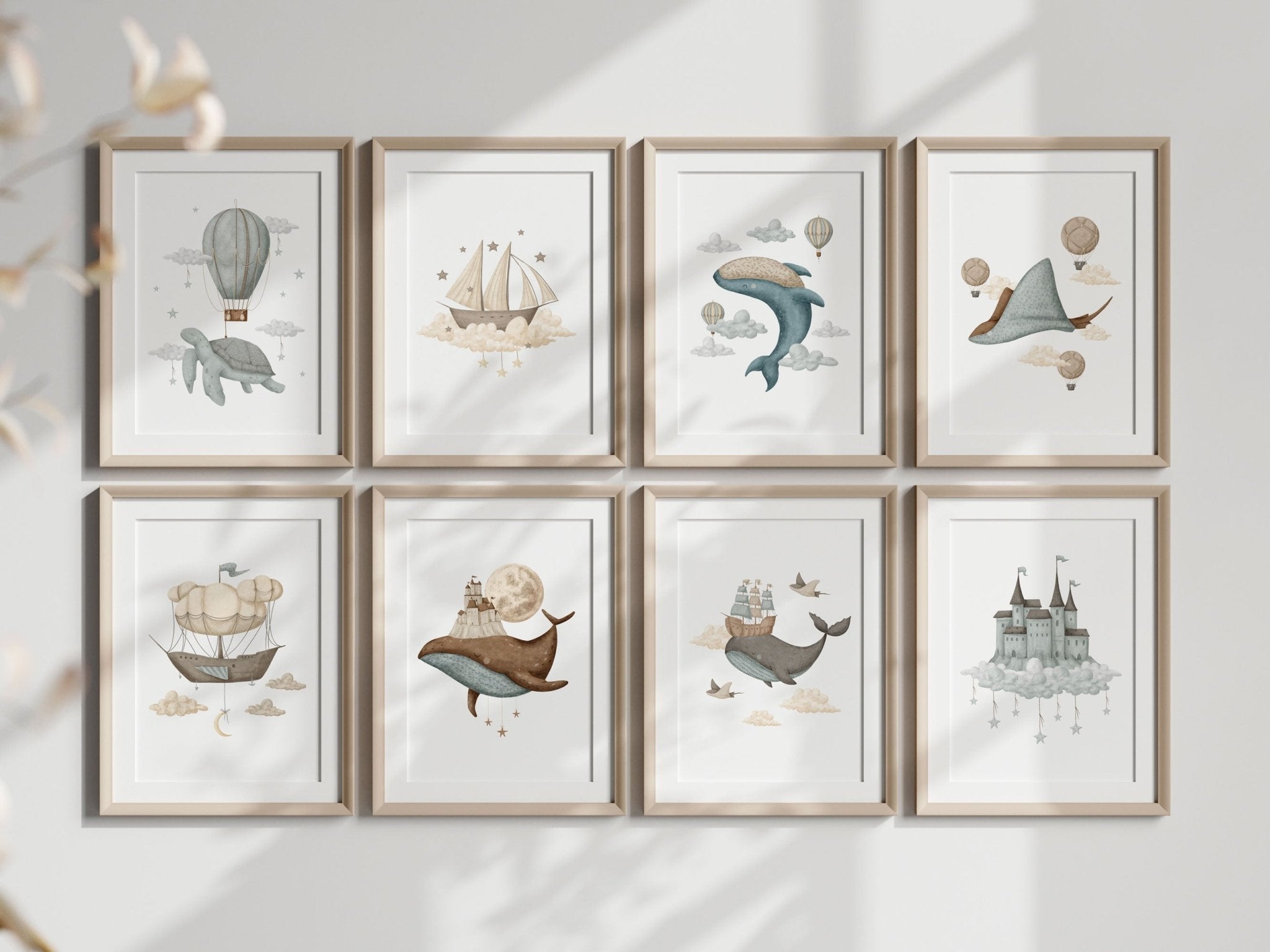 Boho Whale & Castle Print