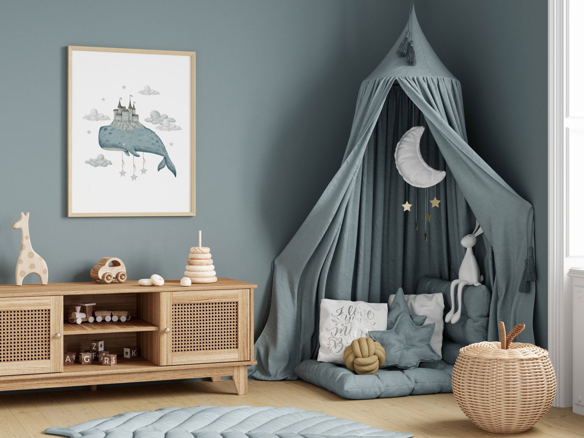Boho Whale & Castle Print