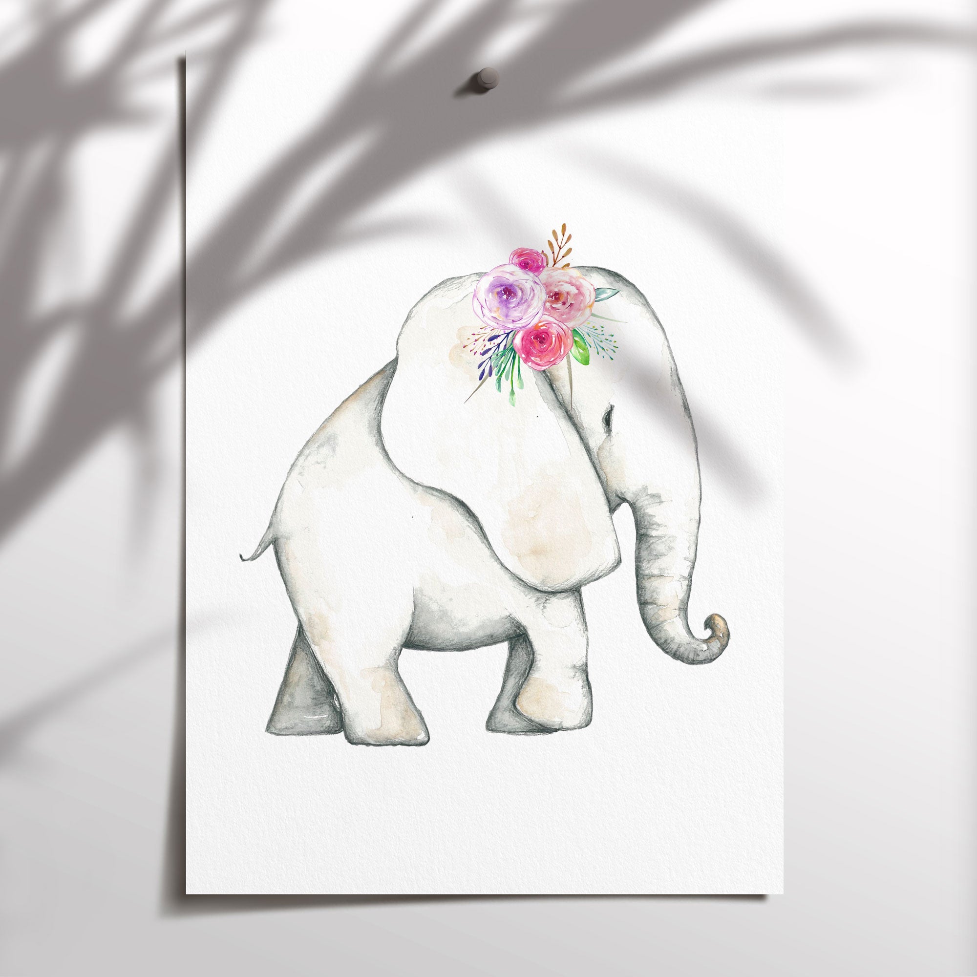 Boho Woodland Elephant Print