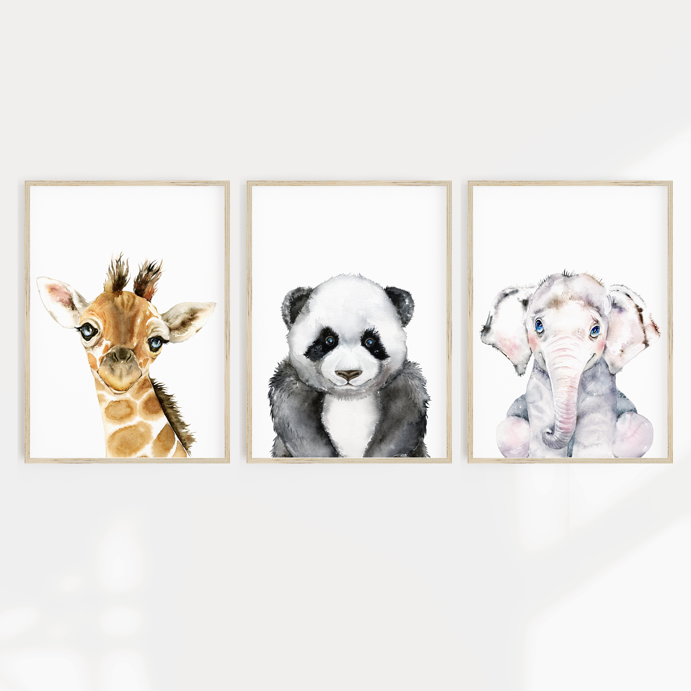 Panda, Elephant & Giraffe Print