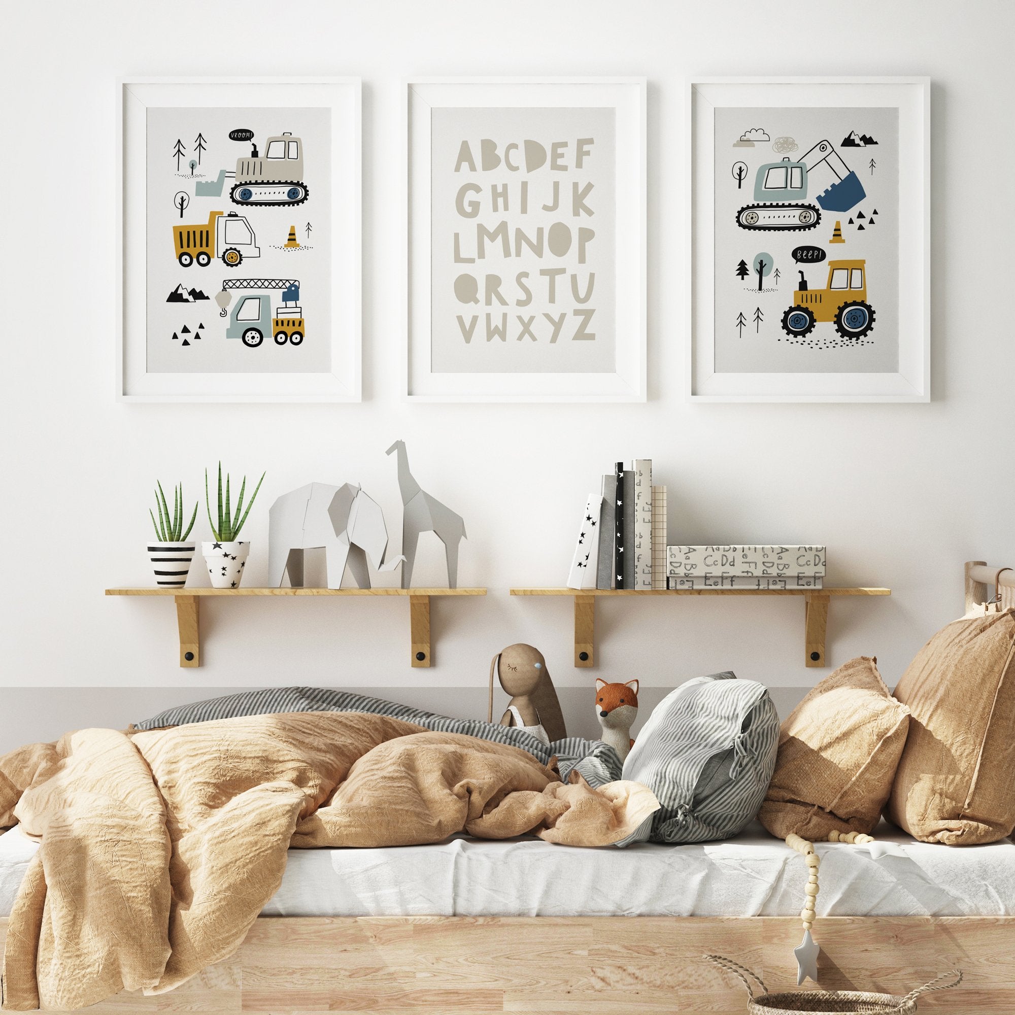 Construction Vehicles & Alphabet Prints