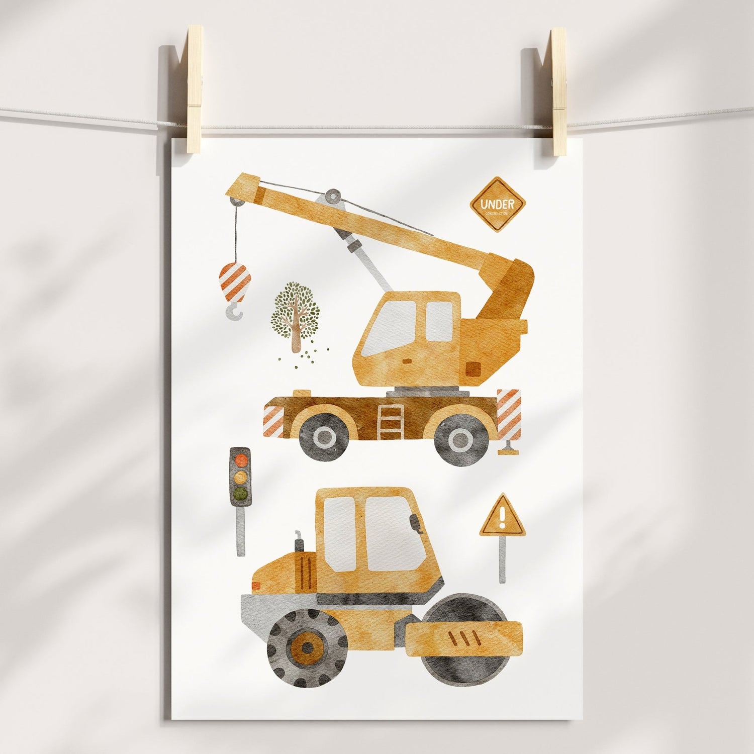 Construction Vehicles & Letter Print