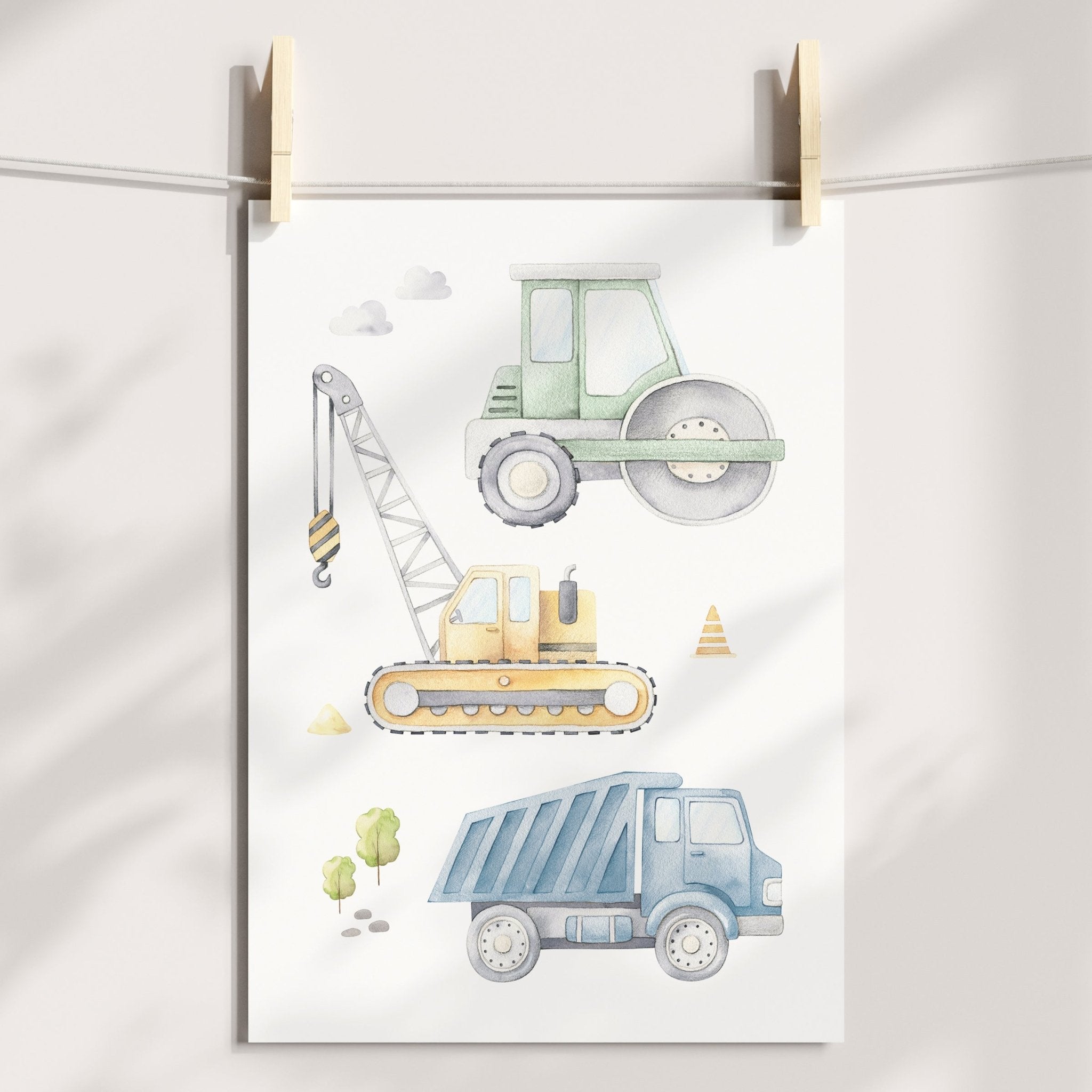 Construction Vehicles Print