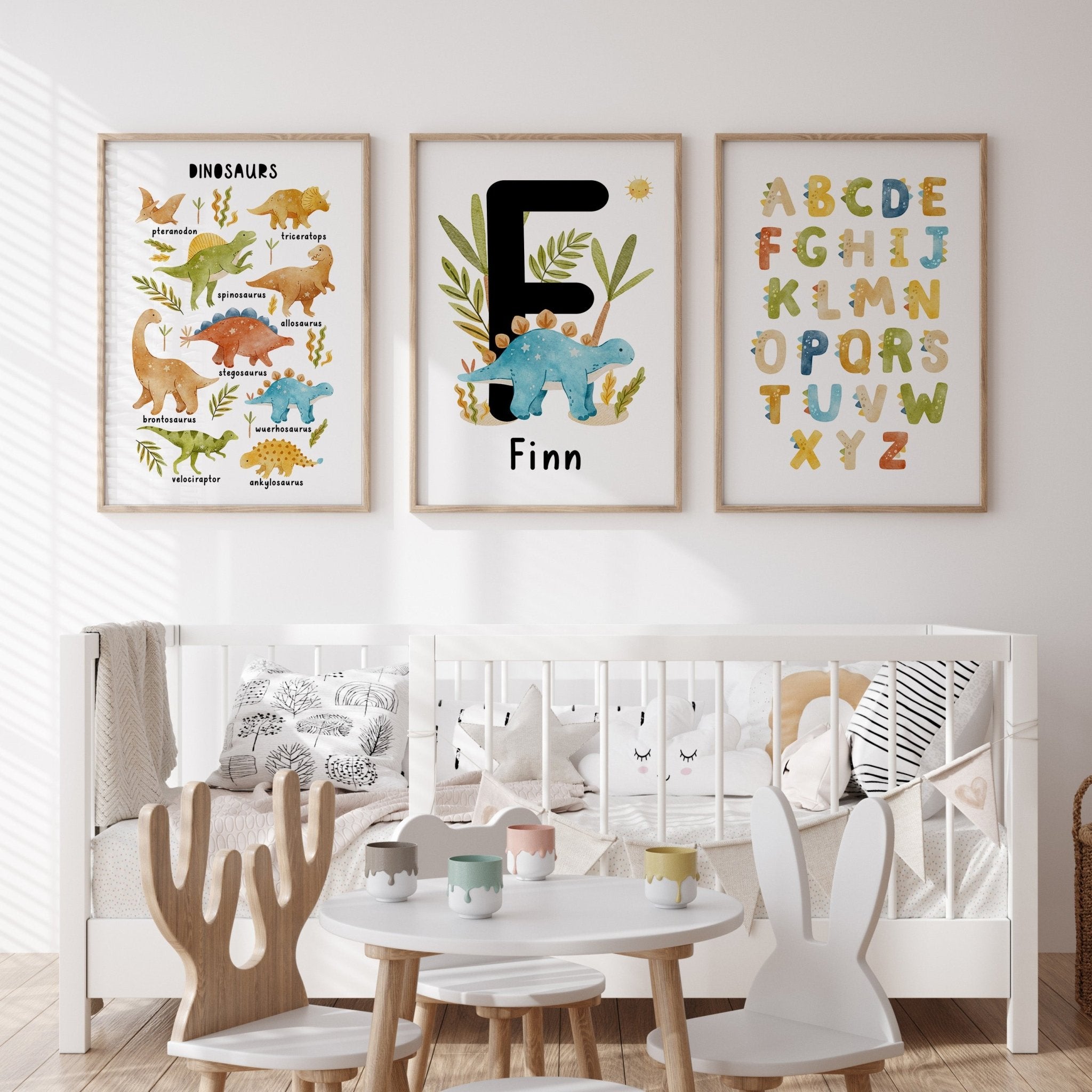 Dinosaur Chart, Alphabet & Name Prints