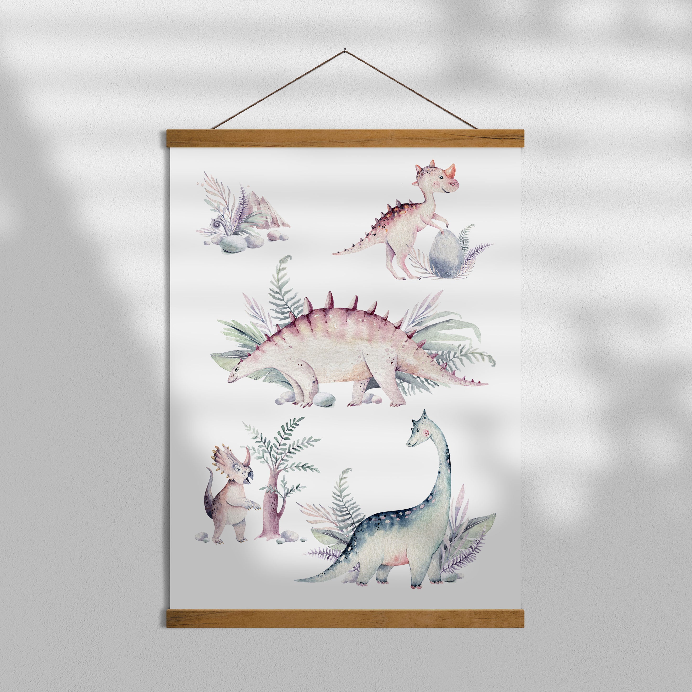 Watercolour Dinosaurs Print