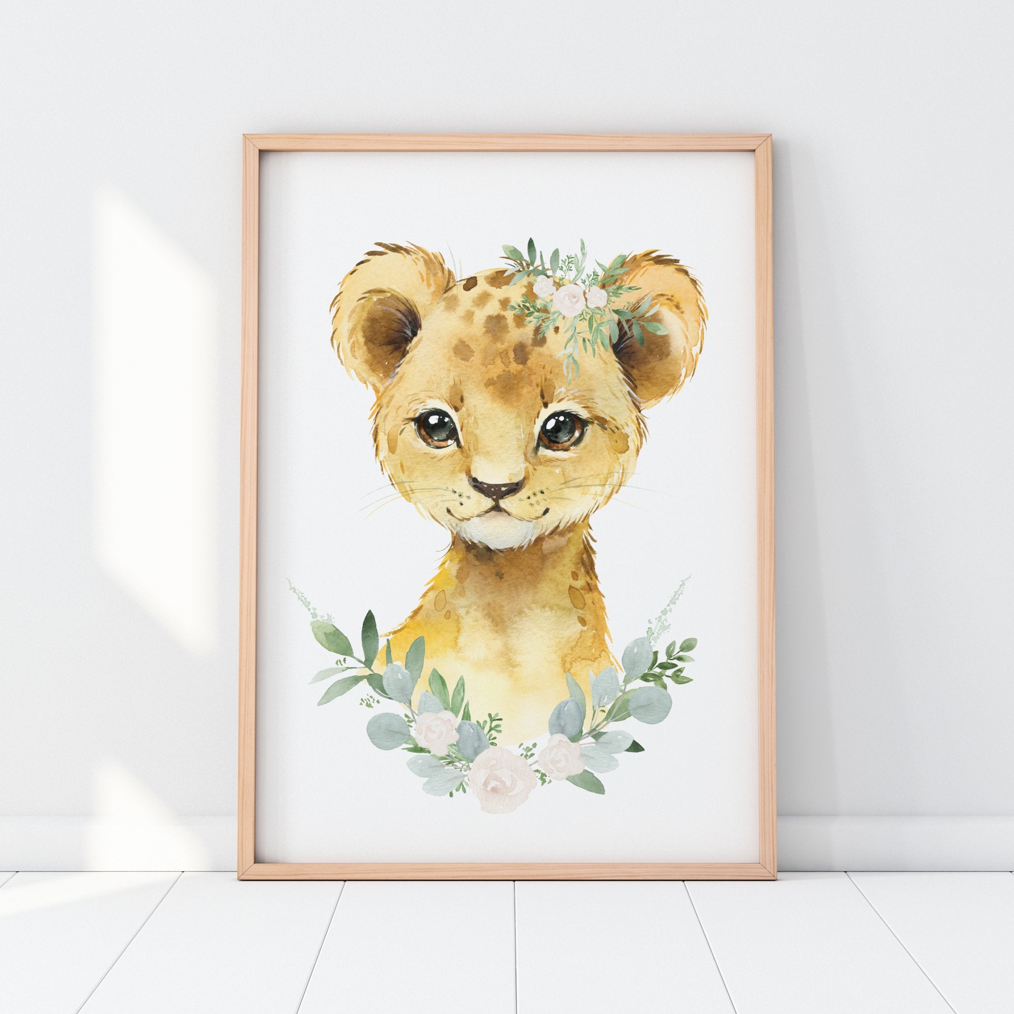 Floral Baby Lion Print