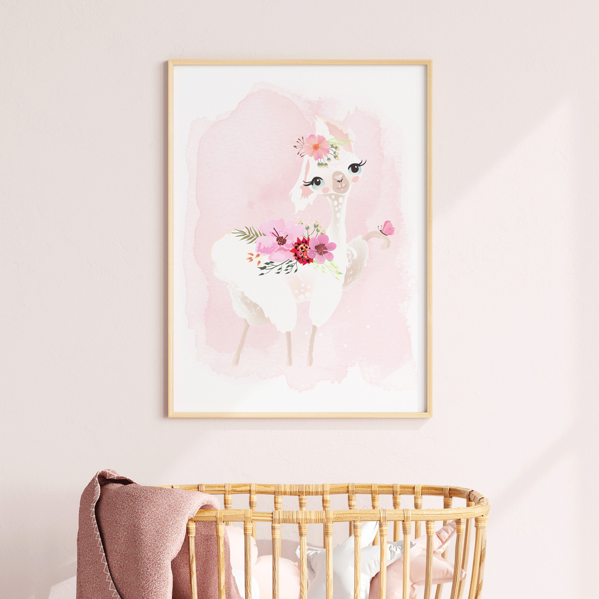 Floral Baby Llama Print