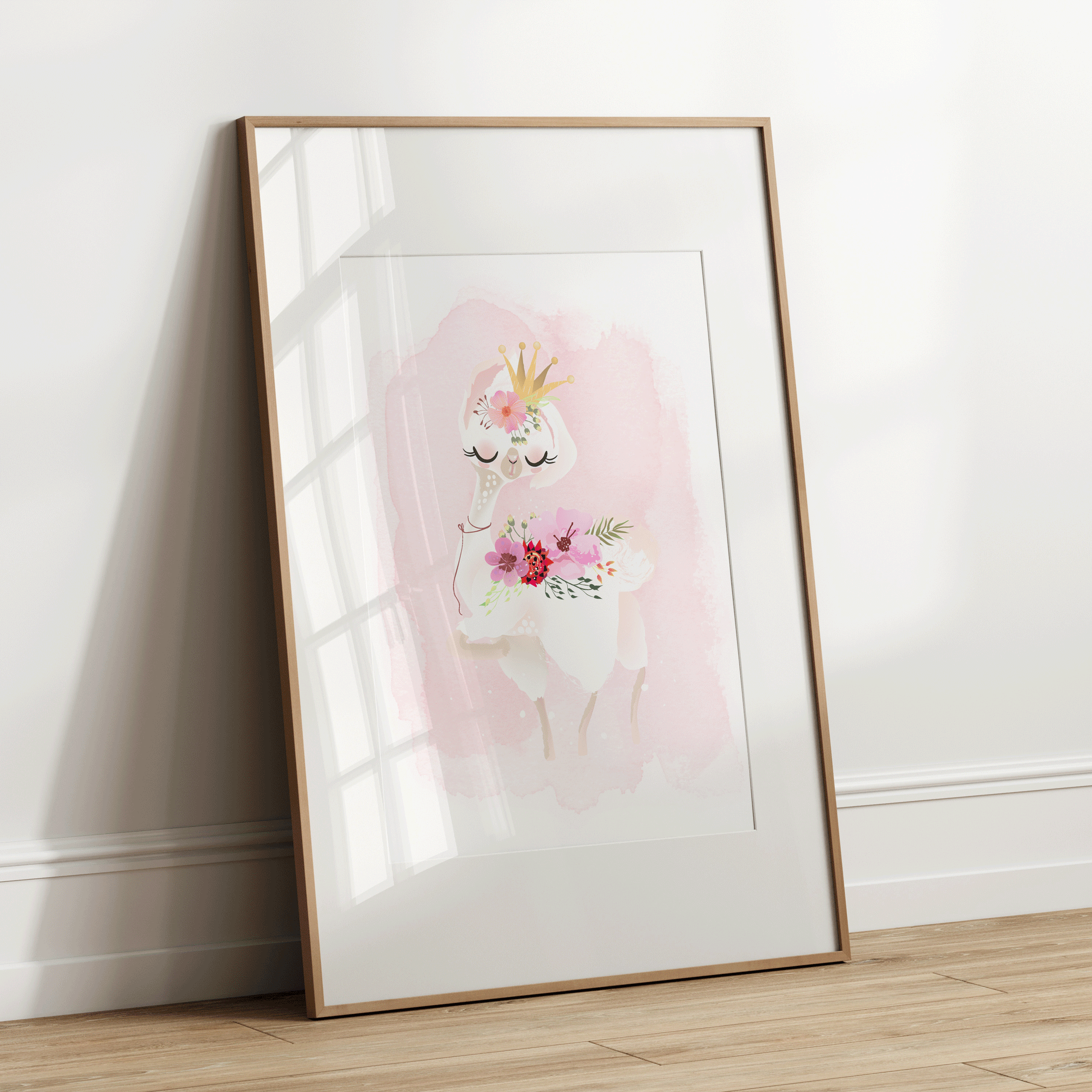 Floral Baby Llama Print