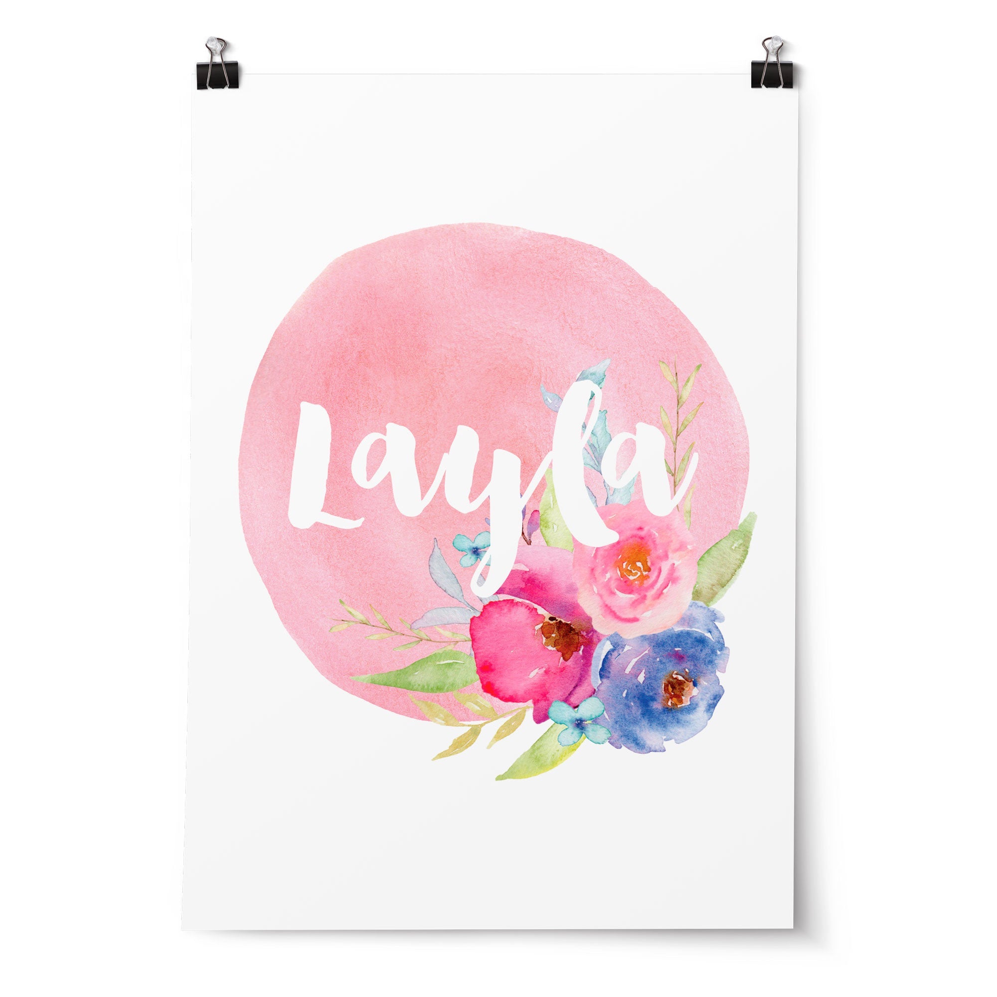 Floral Watercolour Elephants & Name Prints