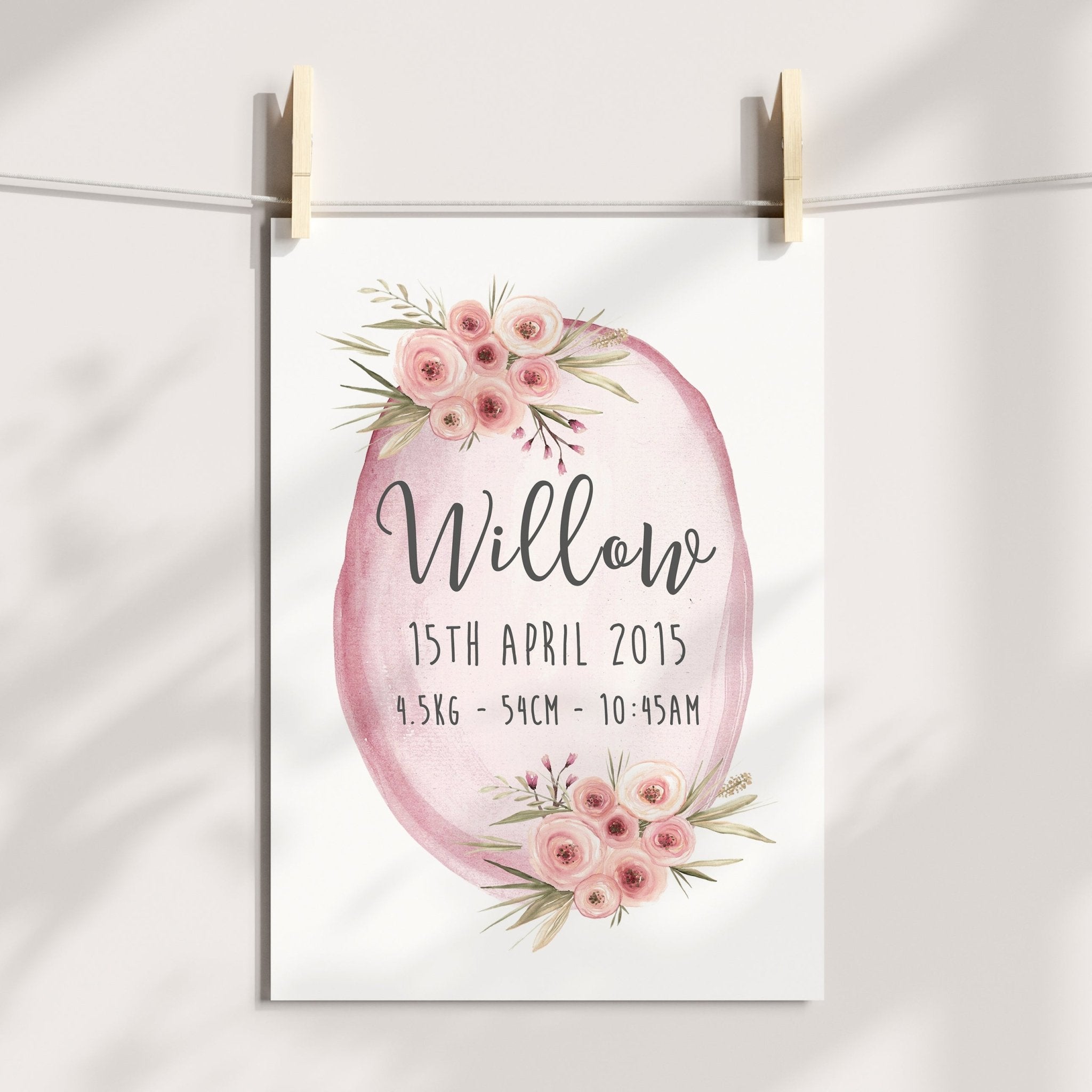 Floral Woodland Birth Print