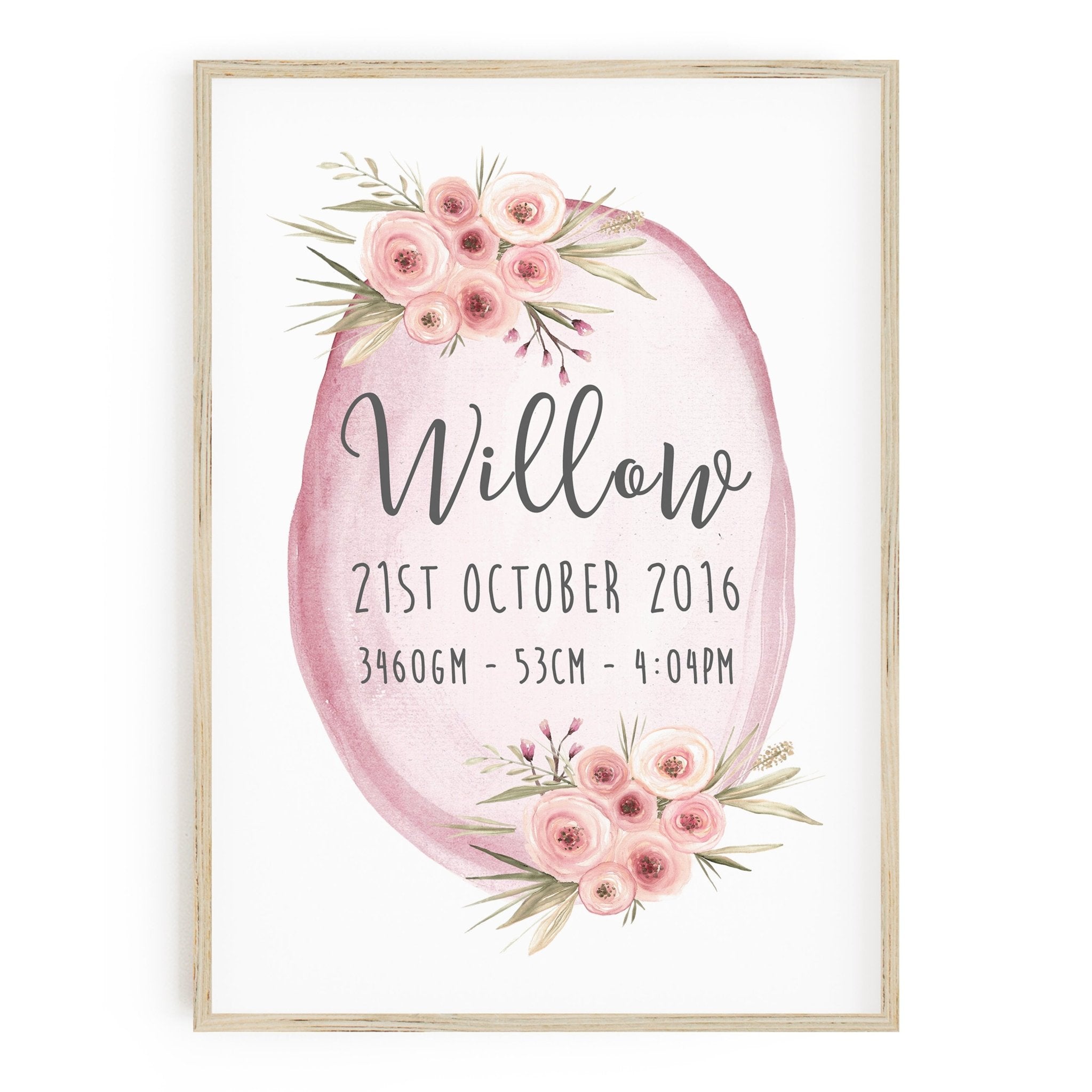 Floral Woodland Birth Print