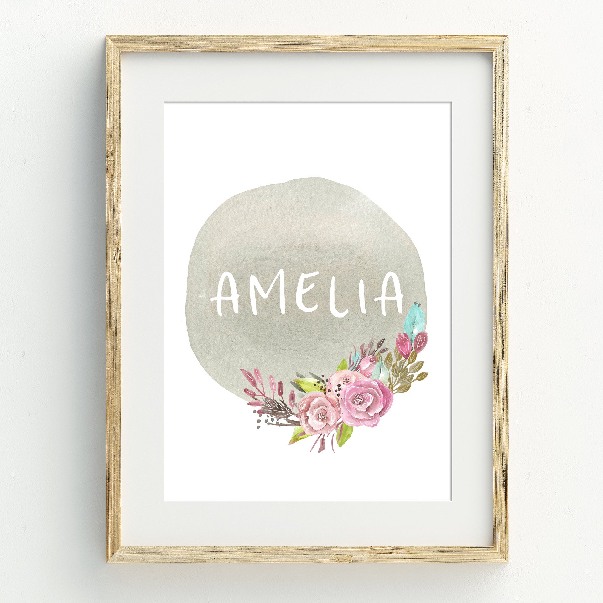 Floral Woodland Name Print