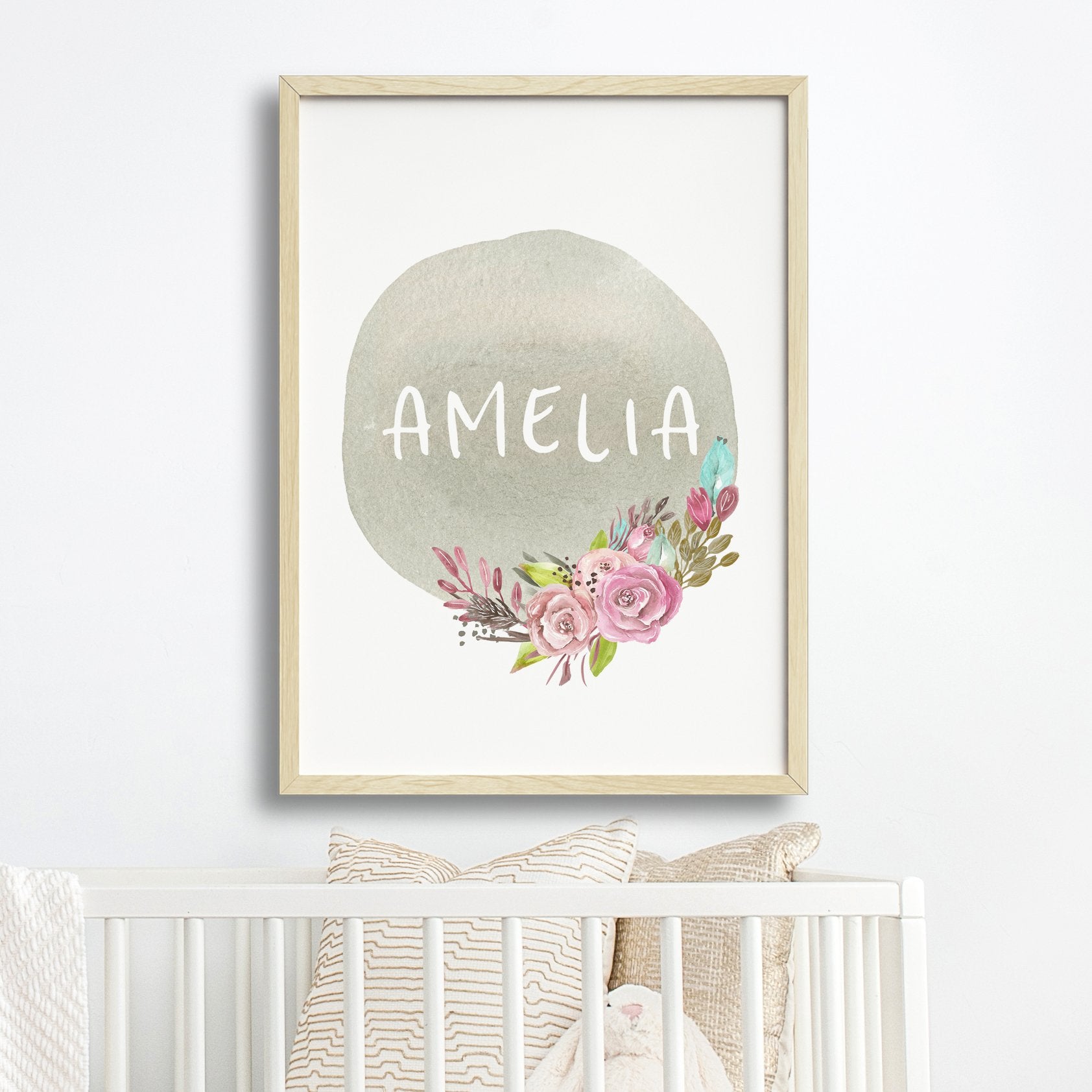 Floral Woodland Name Print