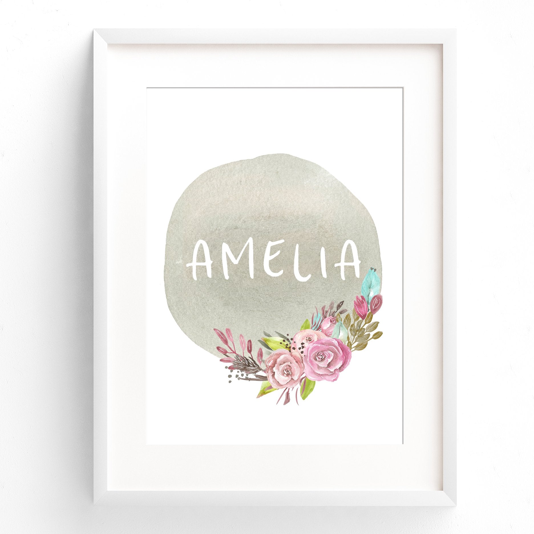 Floral Woodland Name Print