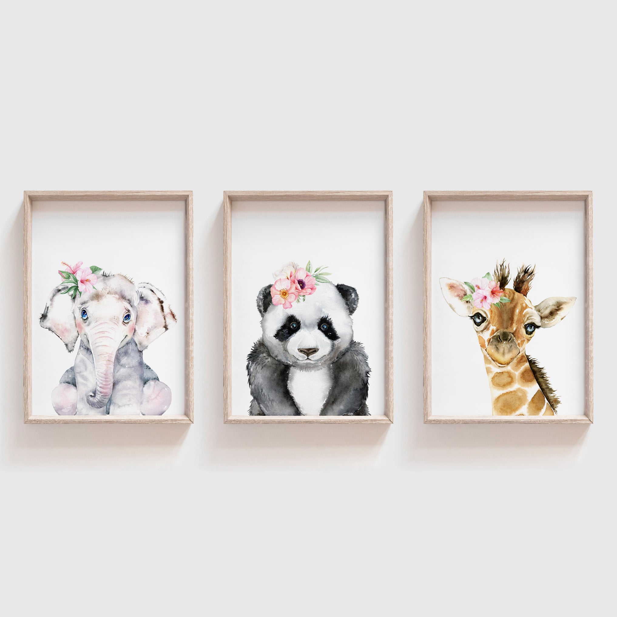 Panda, Elephant & Giraffe Prints