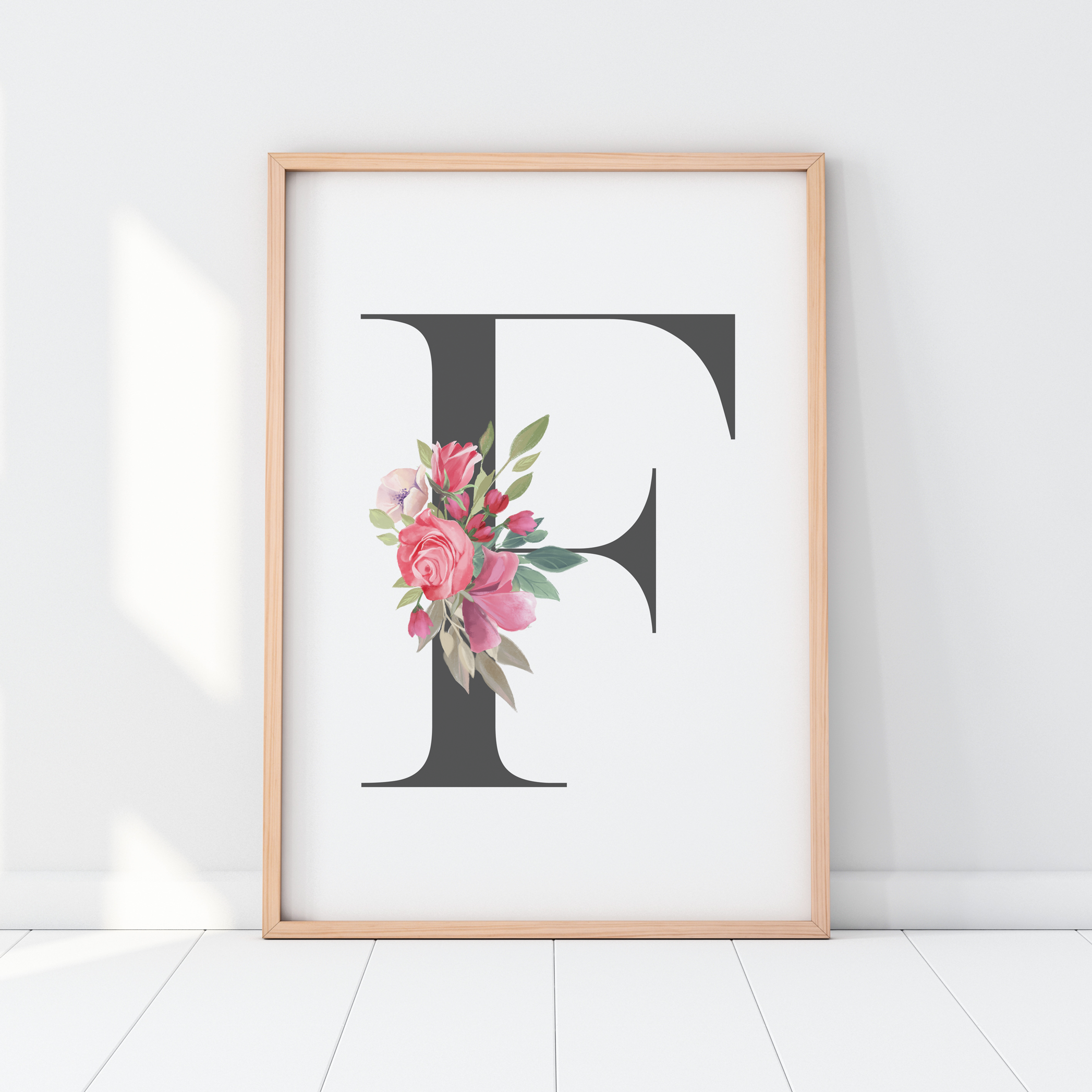 Pink Floral Letter Print