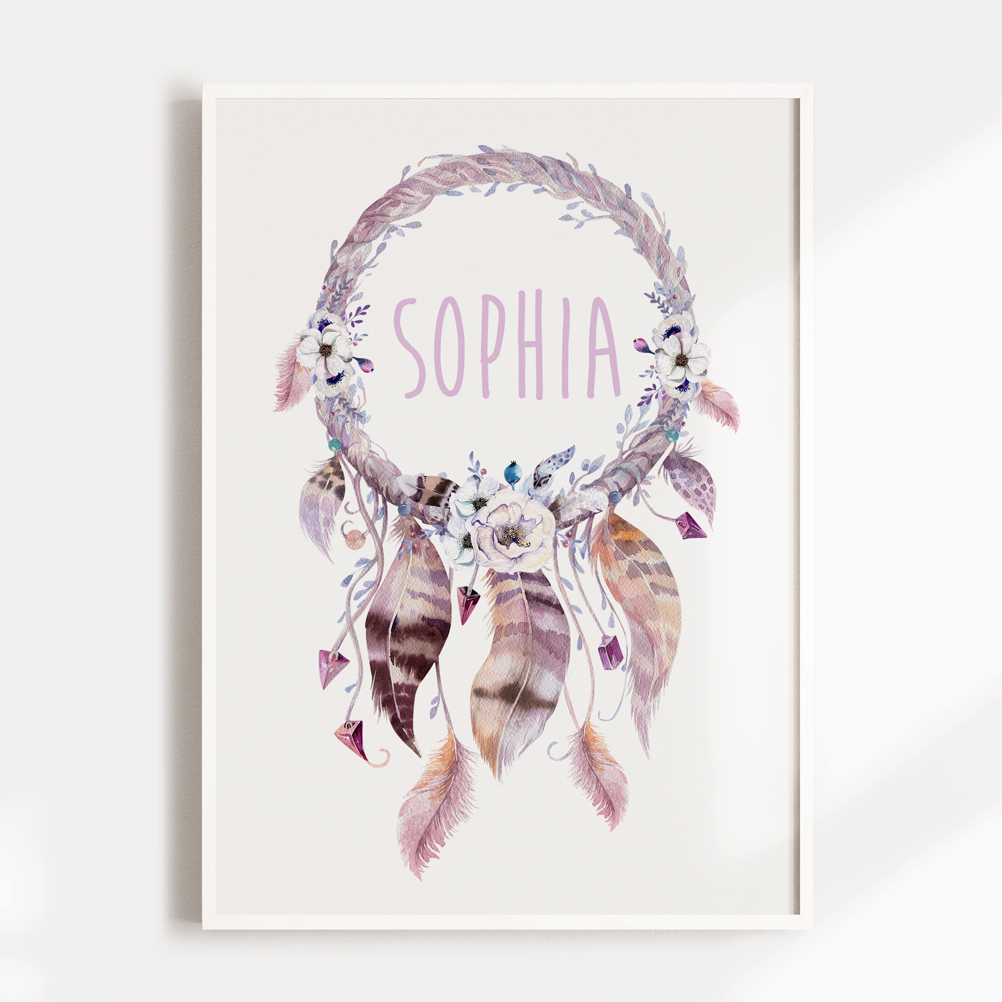 Woodland Boho Dreamcatcher Name Print