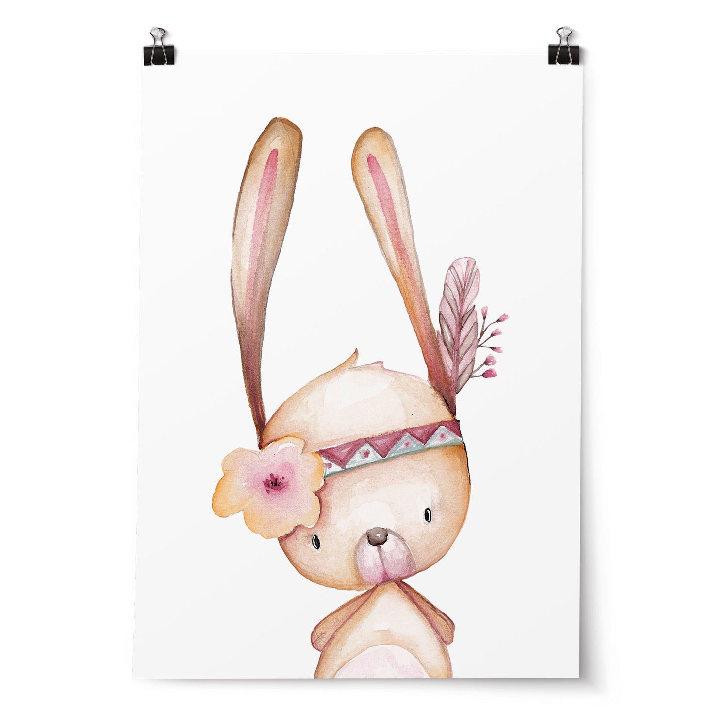 Girls Woodland Bunny, Nursery Animal Print