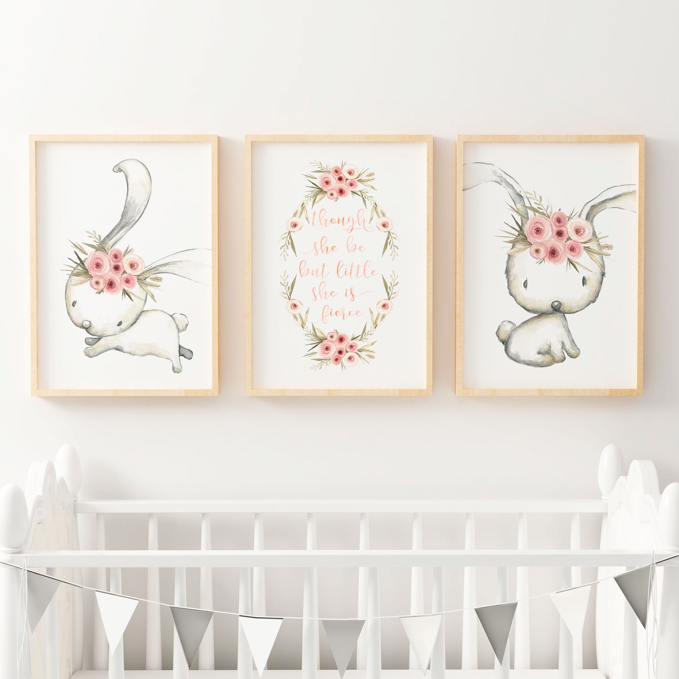 Woodland Floral Bunnies & Quote Prints